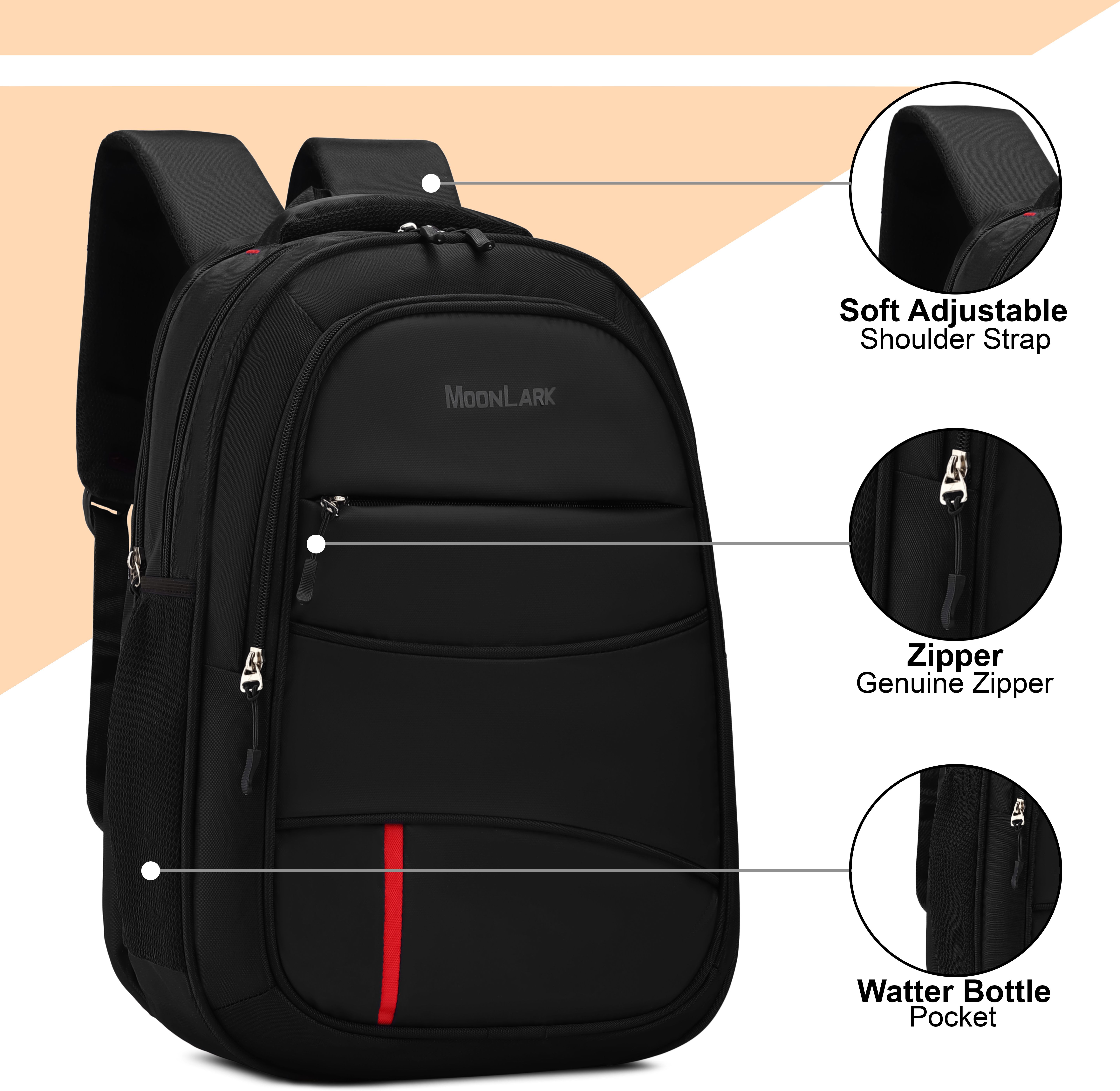 moonlark Large 35 L Laptop Backpack Waterproof Travel Backpack with Rain Cover | Large Capacity Office & College Bag-picture-11