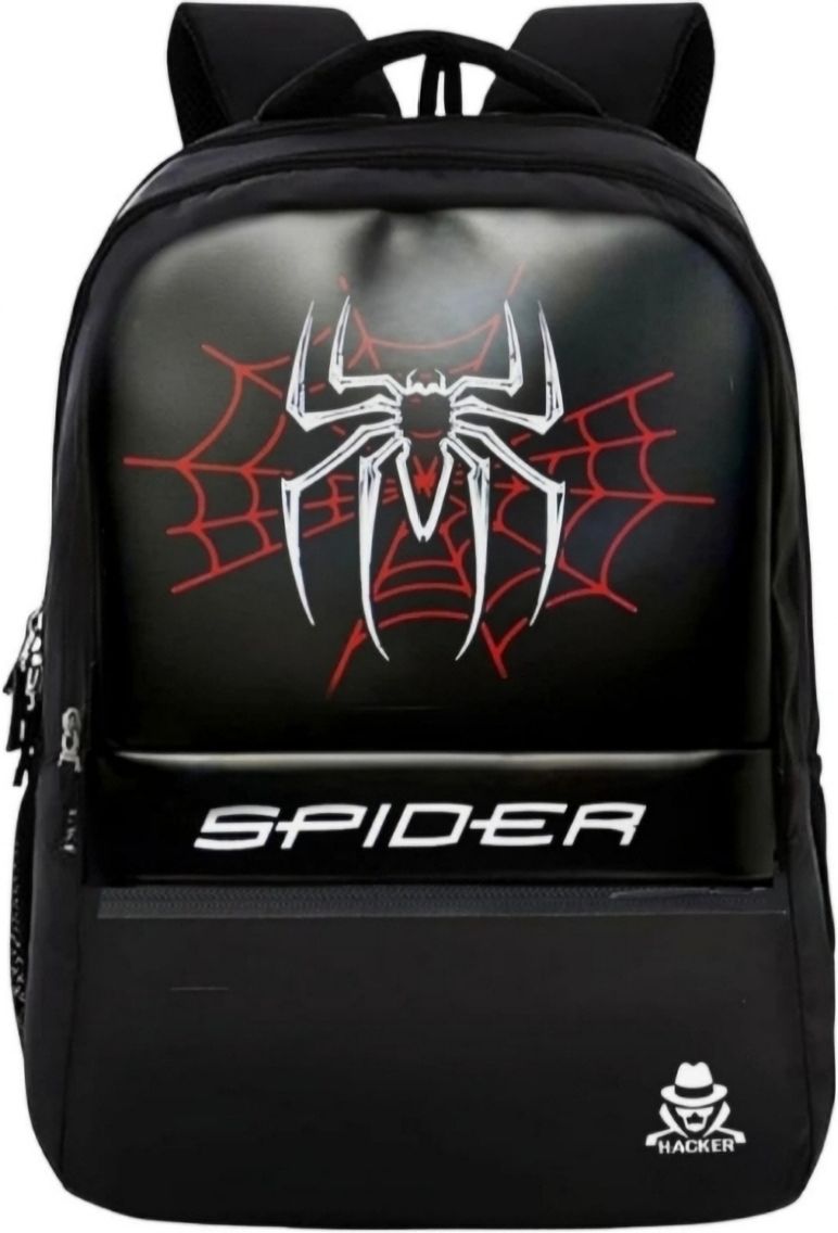 Medium 30 L Laptop Backpack Spider Printed Backpack | Stylish Laptop & School Bag|for Boys & Girls (Black)-image-1