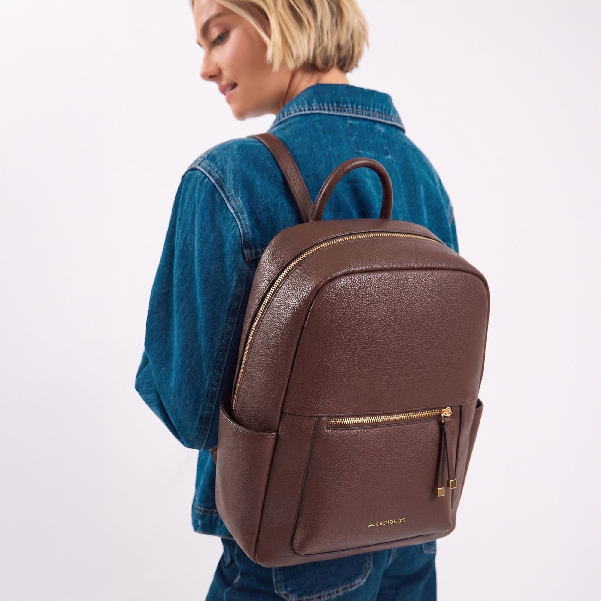 accessorize london 1.92 L Laptop Backpack Brown Monogram Printed Backpack-picture-15