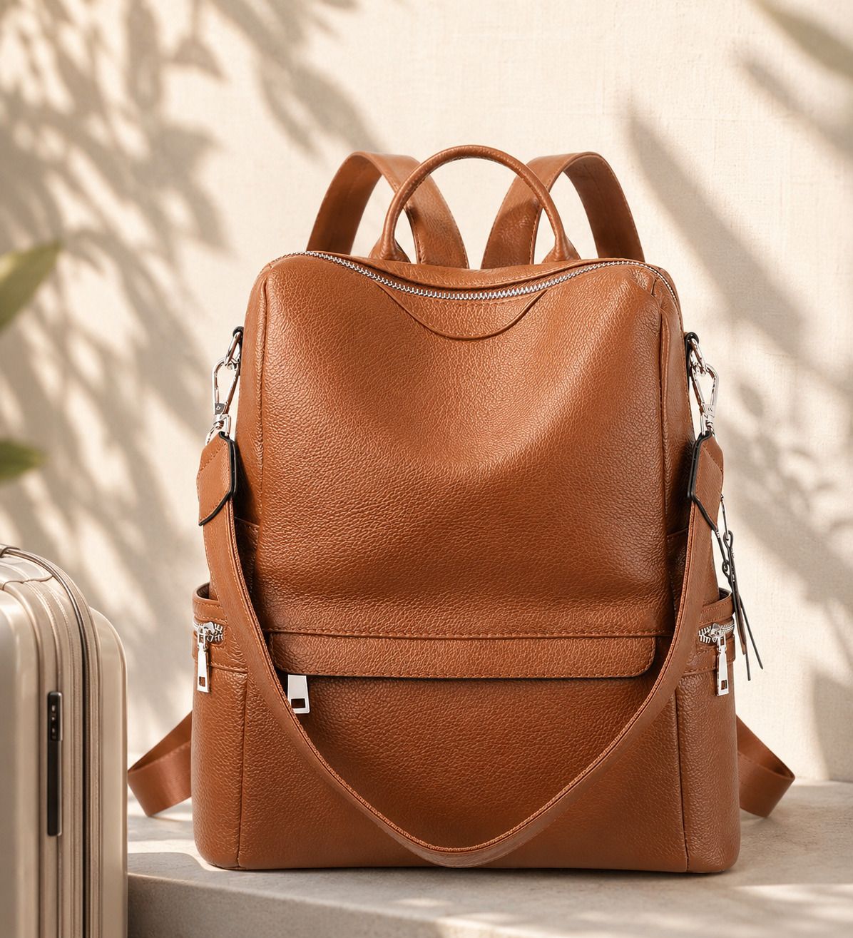 fash trust Small 18 L Backpack Women Fashion Backpack Purse Multipurpose Design Handbags and Shoulder Bag (Tan)-picture-47