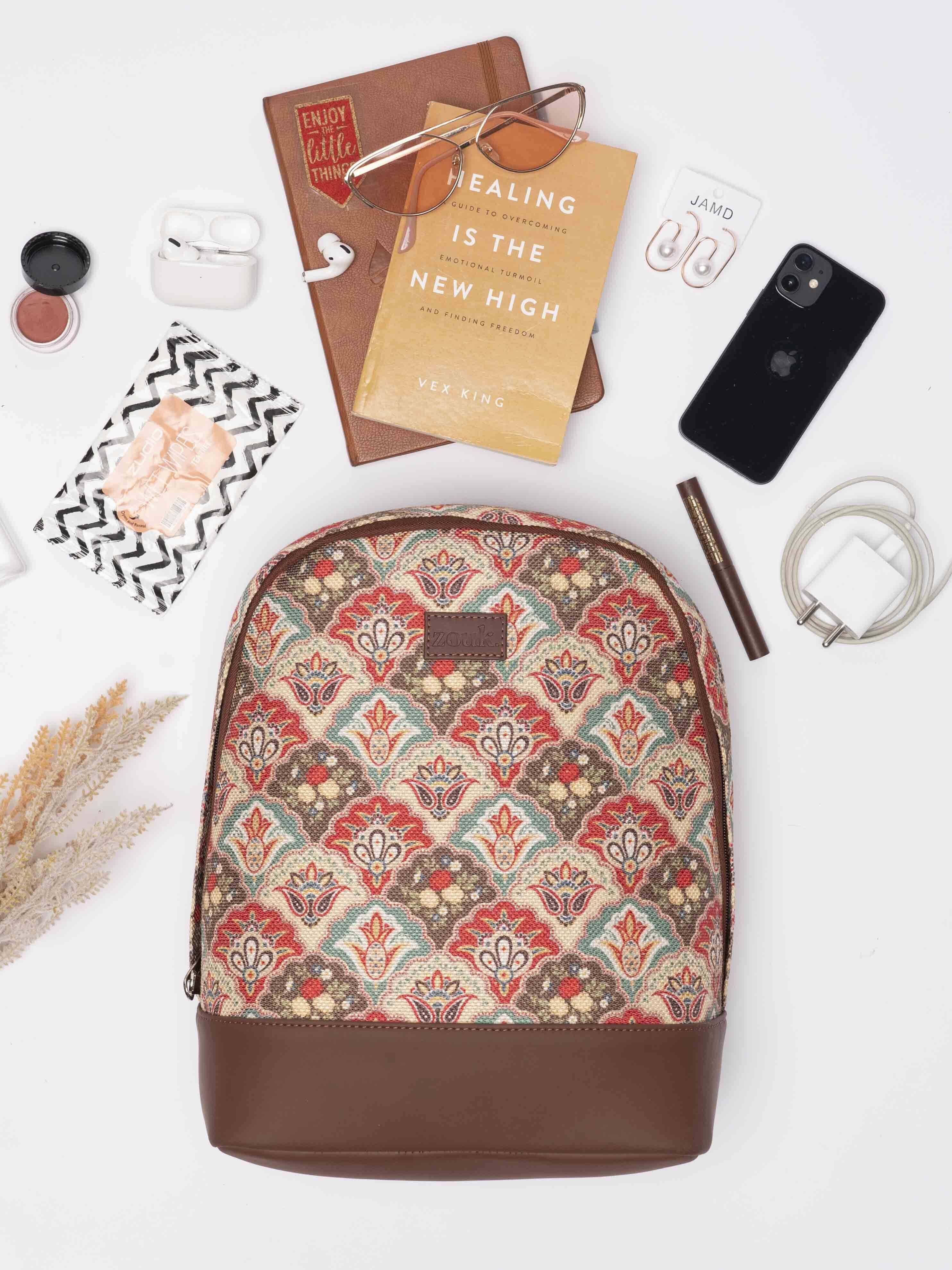 zouk Small 12 L Backpack Mughal Art Multicolor Dome Daypack-picture-2