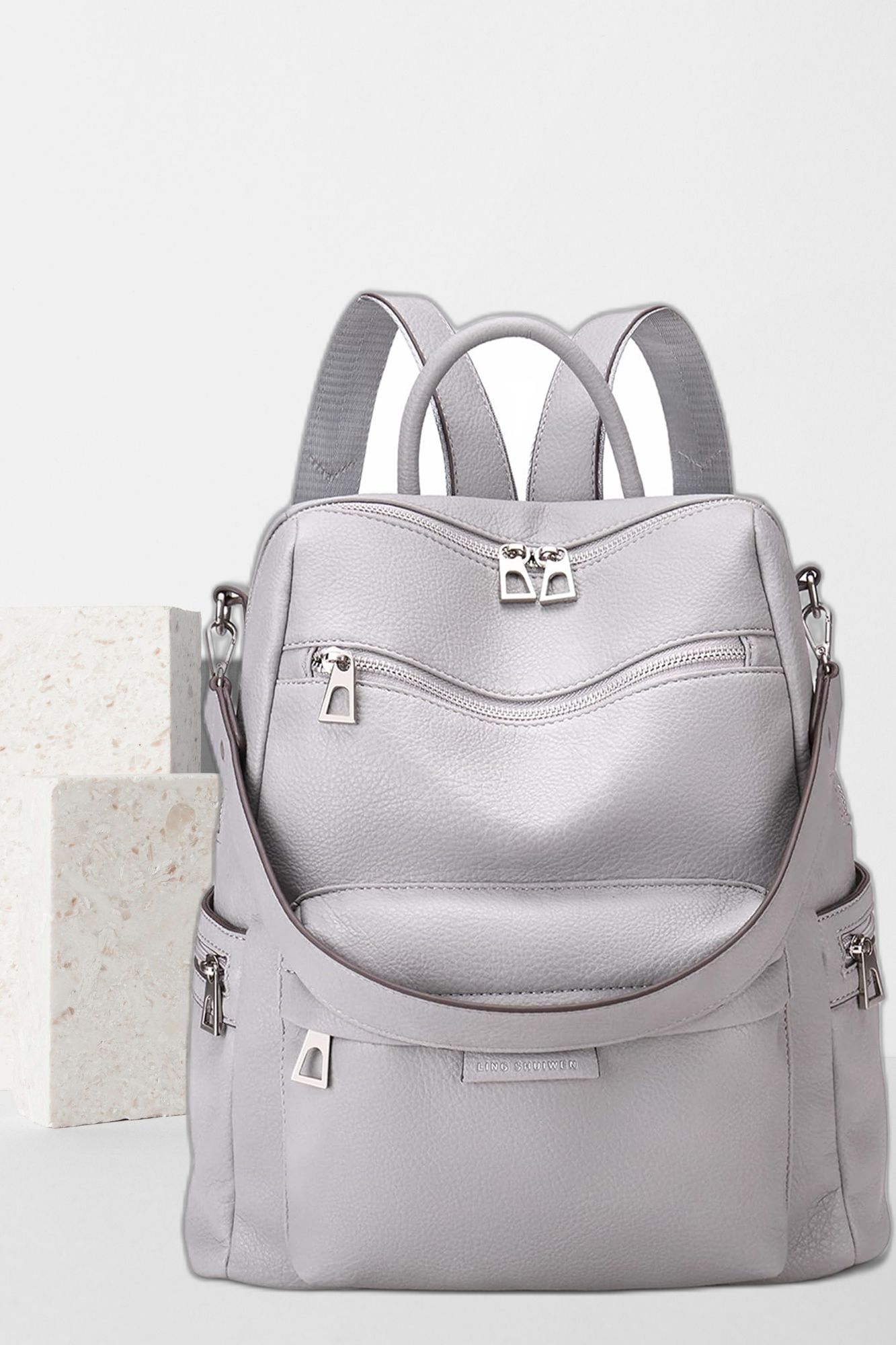 Medium 25 L Laptop Backpack Purse for Women Convertible Travel Vintage PU Leather Shoulder-image-37