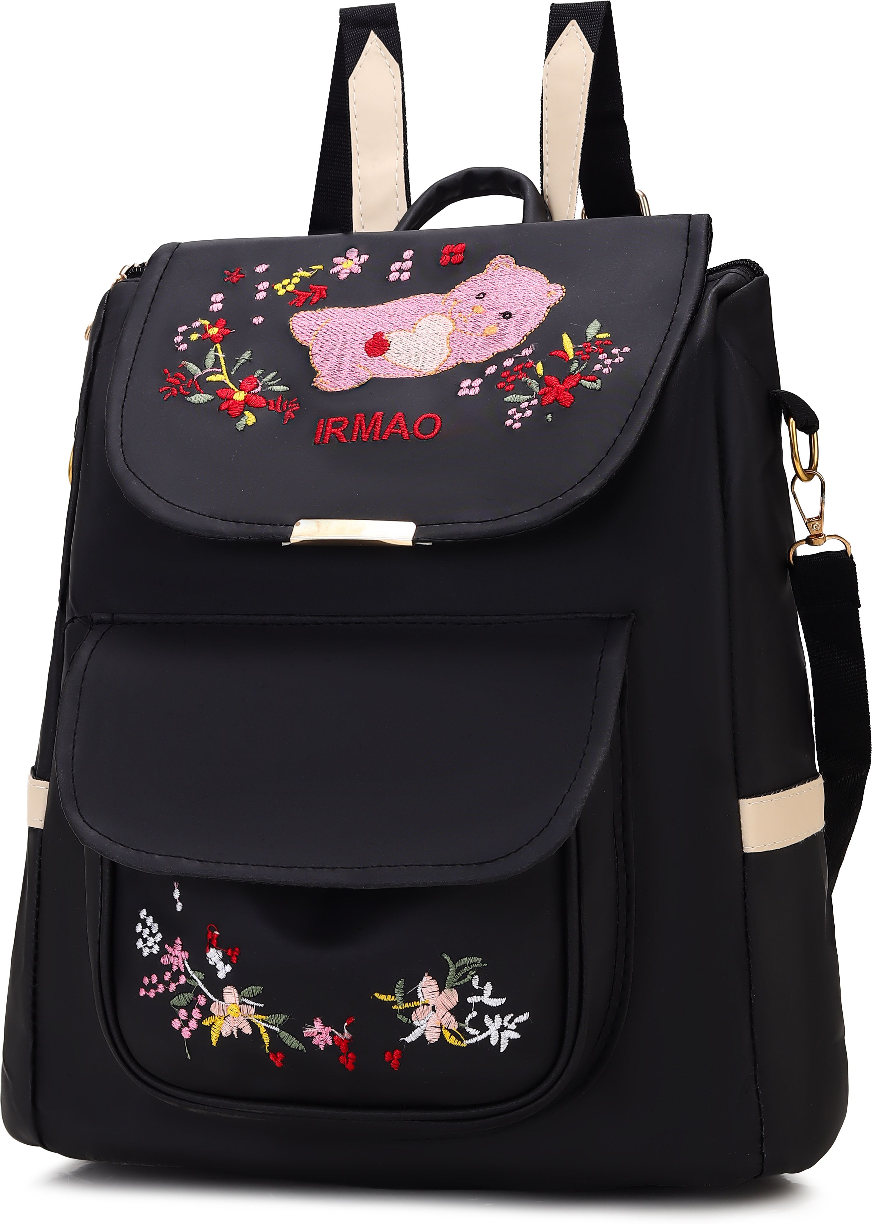 fashmart Small 18 L Backpack Women's Embroidered PU Leather Backpack | Stylish College Bag for Women & Girls-picture-43