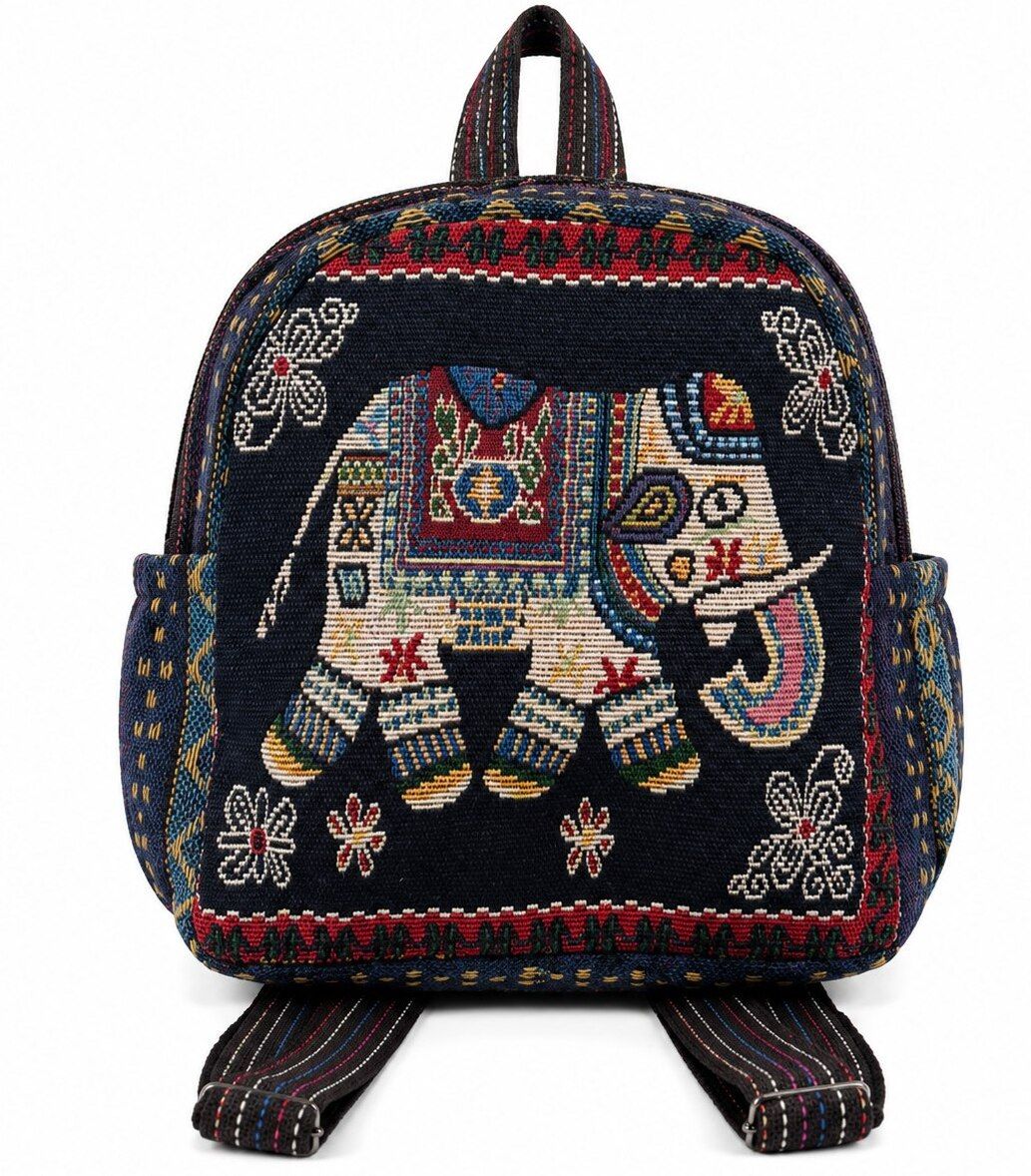 Small 5 L Backpack Traditional Elephant Embroidered Ethnic Mini Backpack for Women & Girls Ethnic-image-47