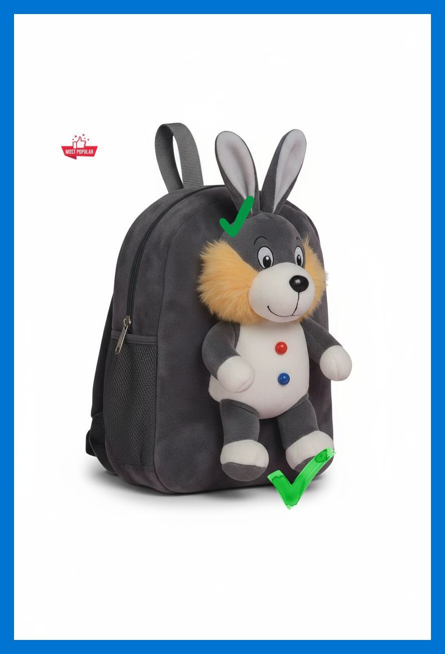 Kids Plush Grey bunny Backpack Soft Toy Bag for Boys & Girls Backpack-image-13