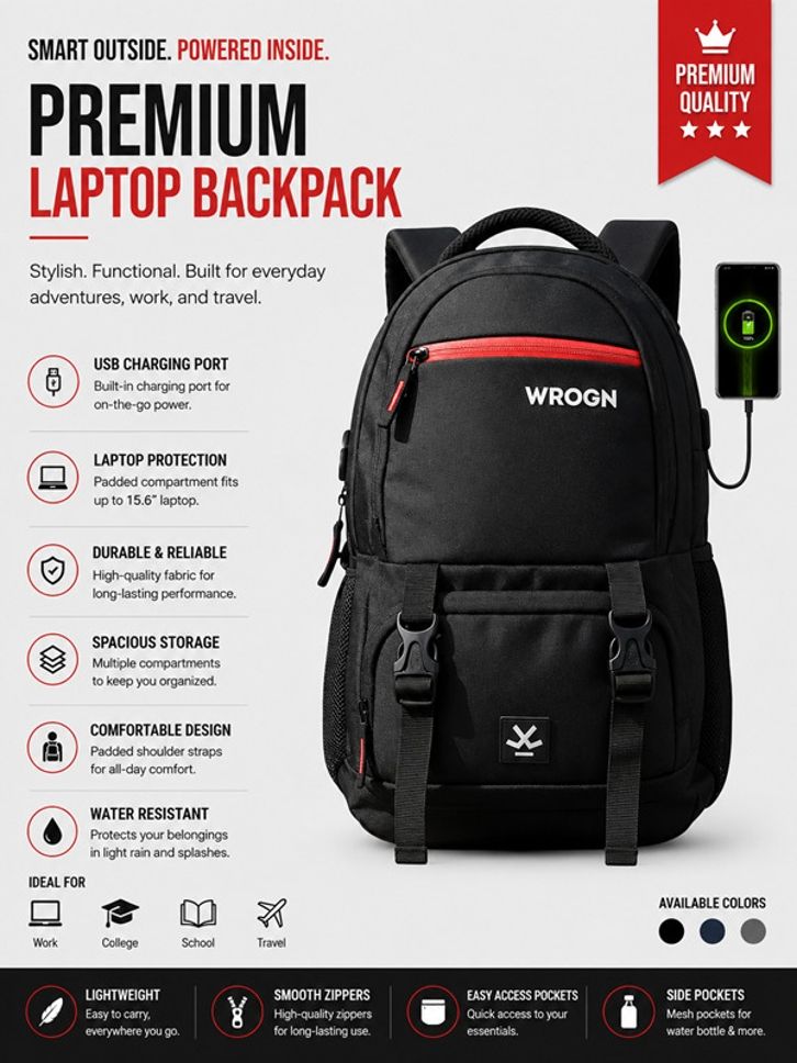mkpremie Large 40 L Laptop Backpack Wrong-black-A-picture-13