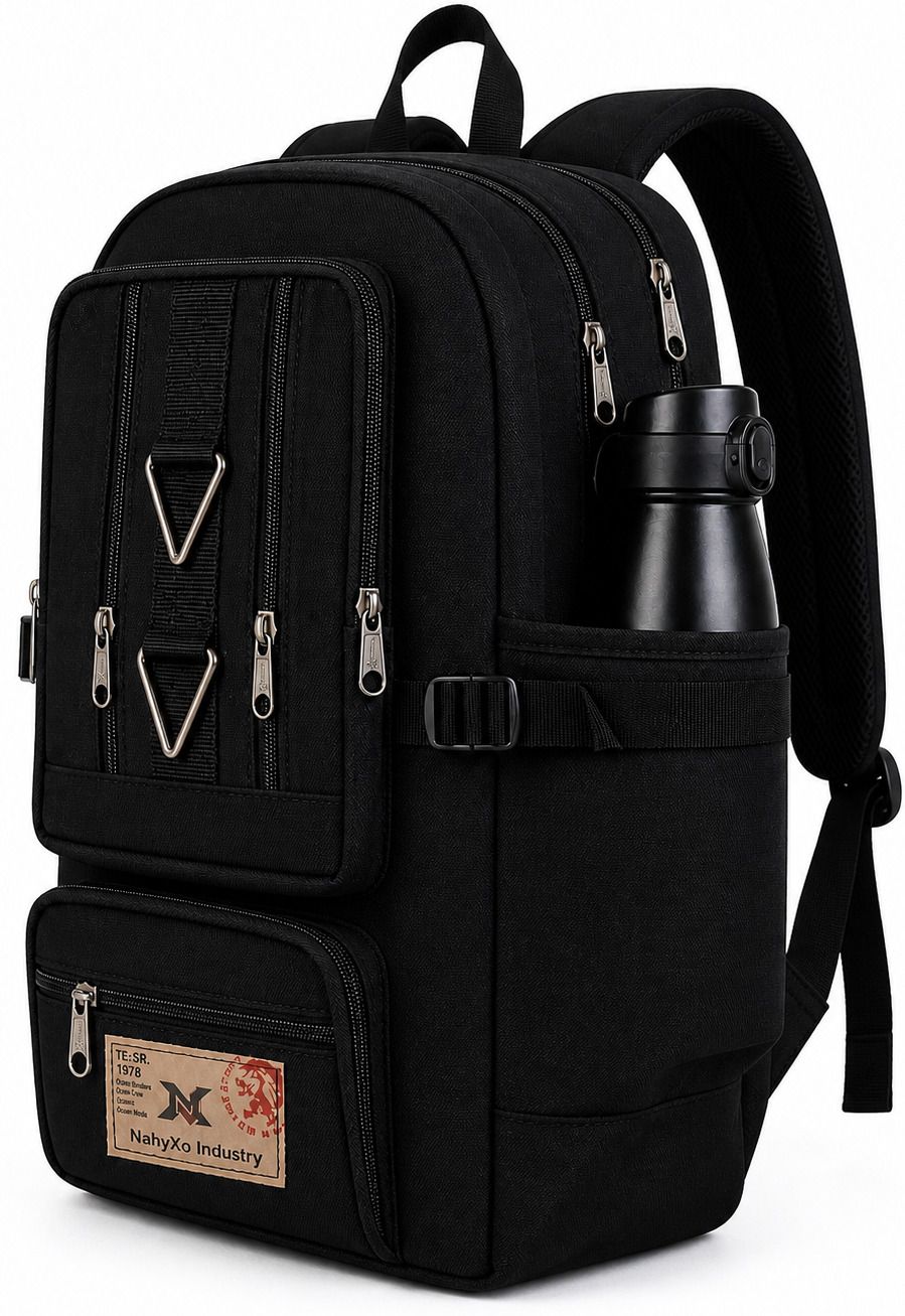 Black Canvas Cargo School Bags For Kidz of Class 1st to 5th, Built Very Strongly Rucksack - 25 L-image-26