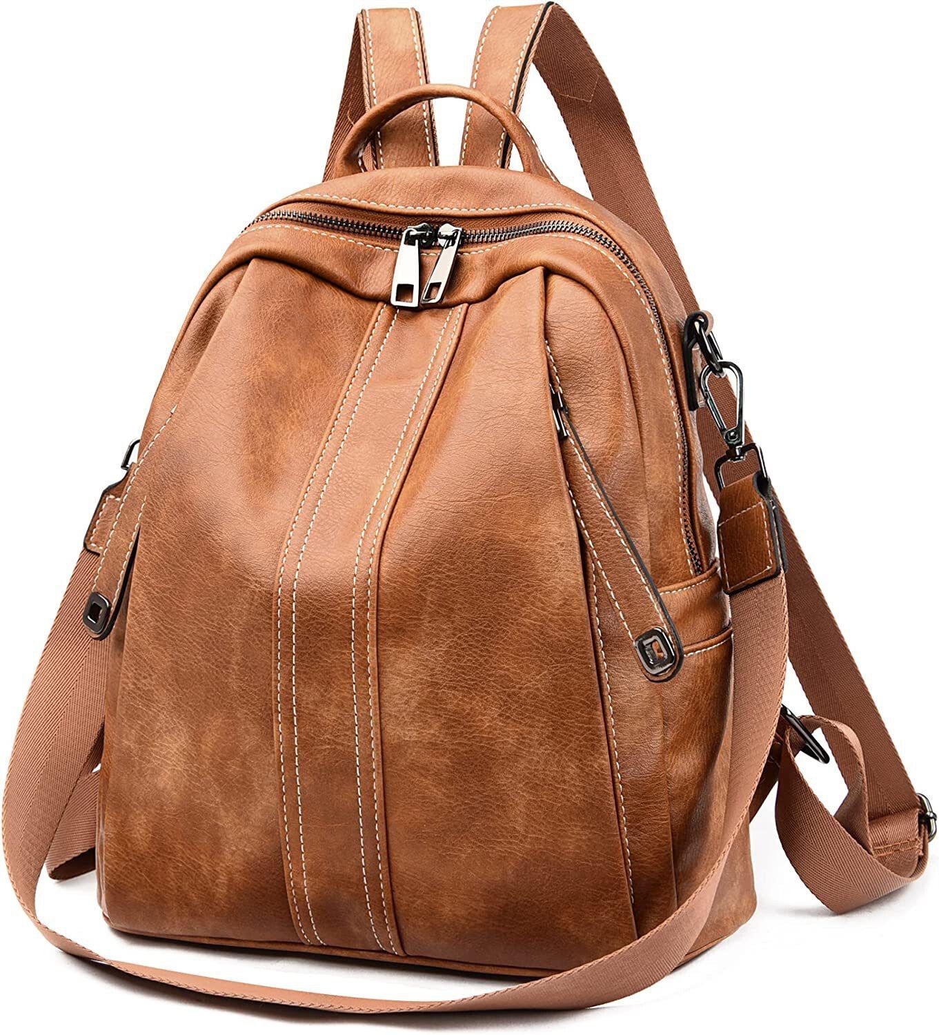 Medium 24 L Backpack Purse for Women Convertible 25L Travel Vintage PU Leather Shoulder Backpack-image-28