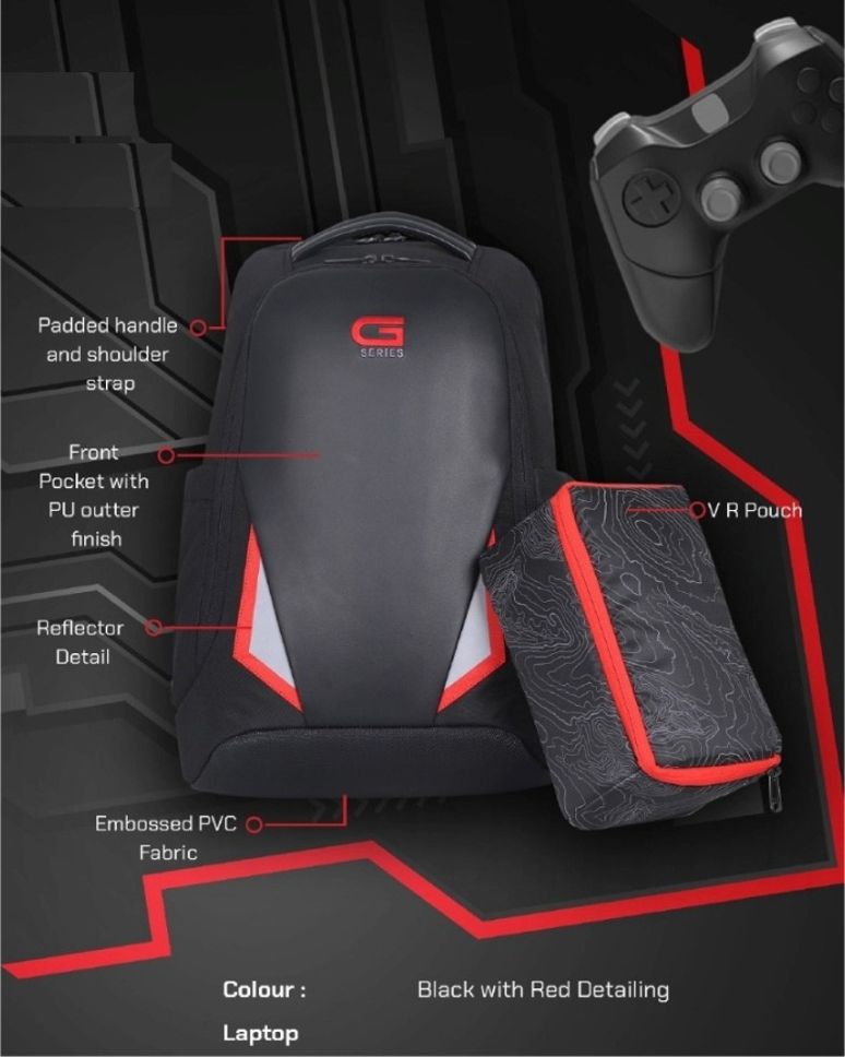 dell Medium 25 L Laptop Backpack G Series Black Backpack with Red Detailing-picture-14
