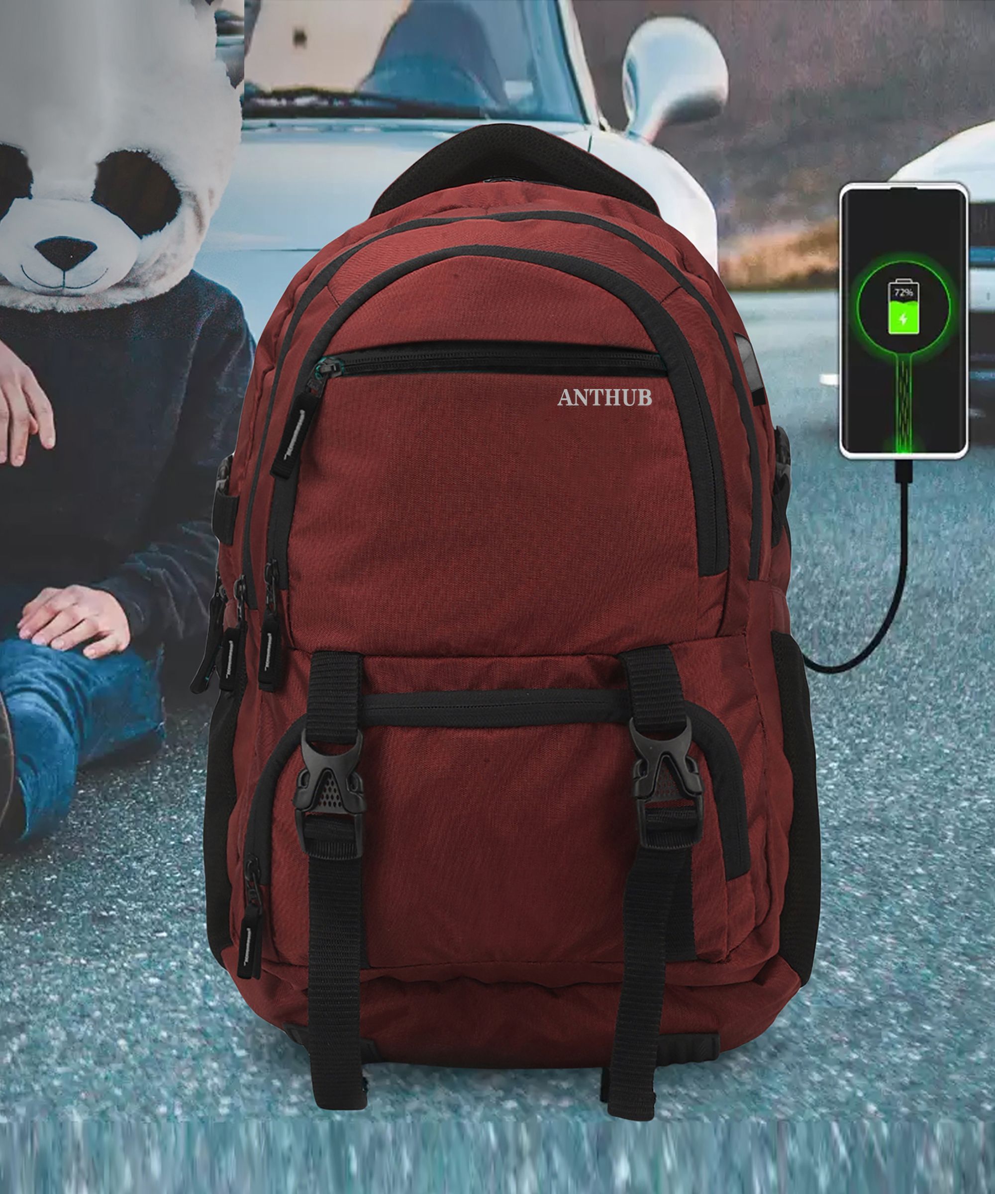 Large 40 L Laptop Backpack Laptop Backpack 1001 Unisex With USB Port And Rain Cover-image-37
