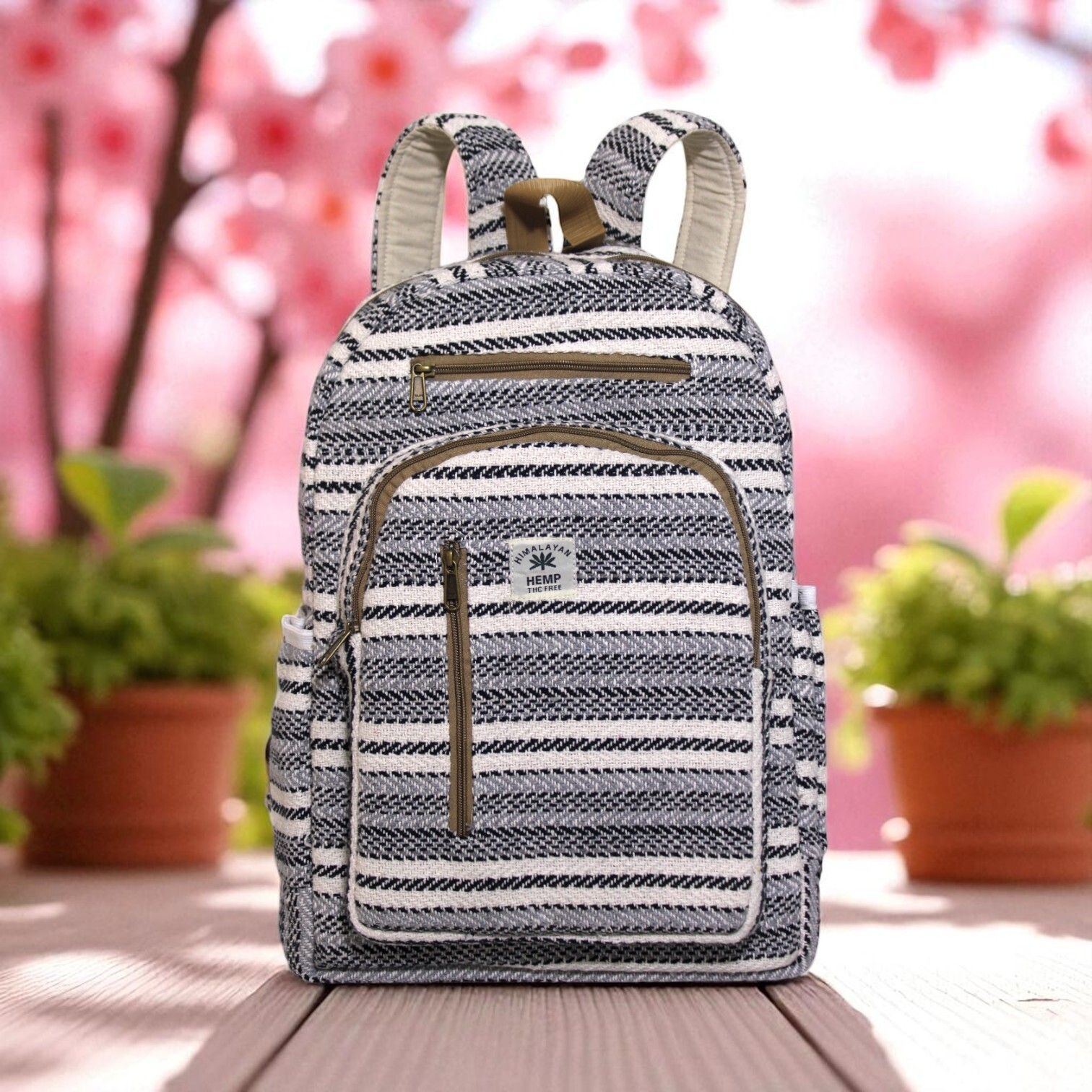 Medium 25 L Laptop Backpack Woven Backpack - Ribed Striped Travel Bag Men & Women-image-37