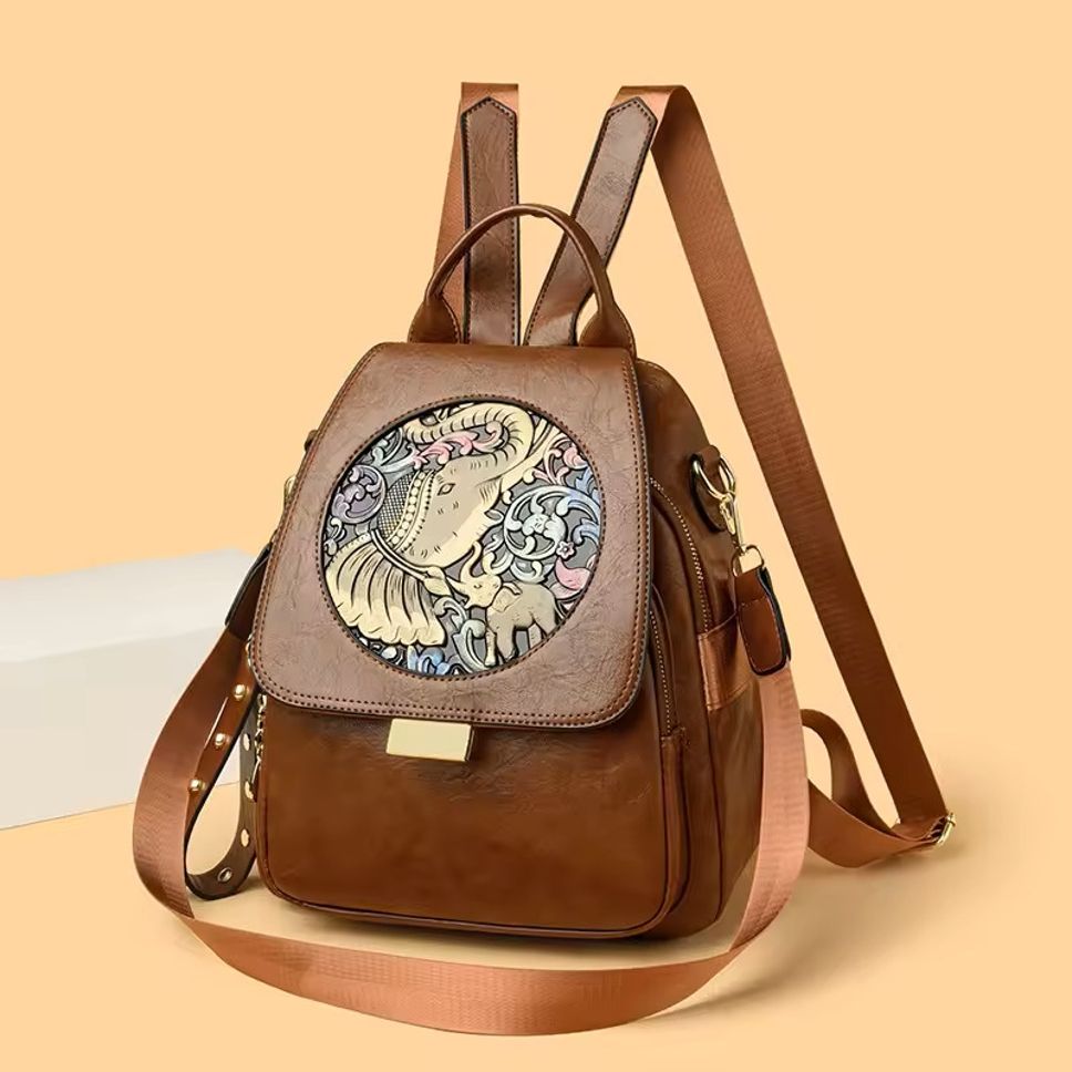 Small 15 L Backpack Vintage Leather Backpack, Women's Multi-functional Crossbody & Shoulder Bag-image-23