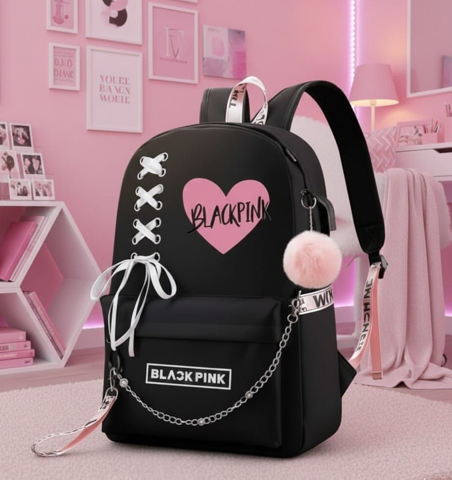 houseofcommen Small 1 L Laptop Backpack Black pink420 bkack-picture-20