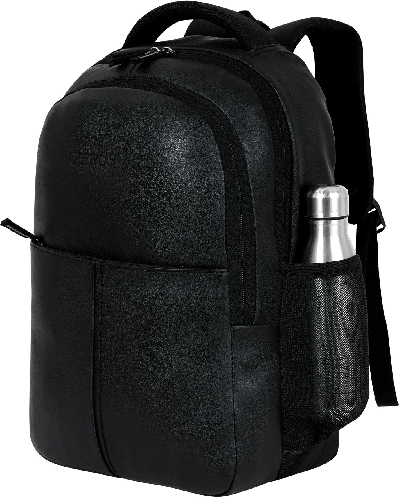 zerus PU Leather Laptop Backpack with Water Bottle for Men Women Office College Travel Waterproof Backpack-picture-27