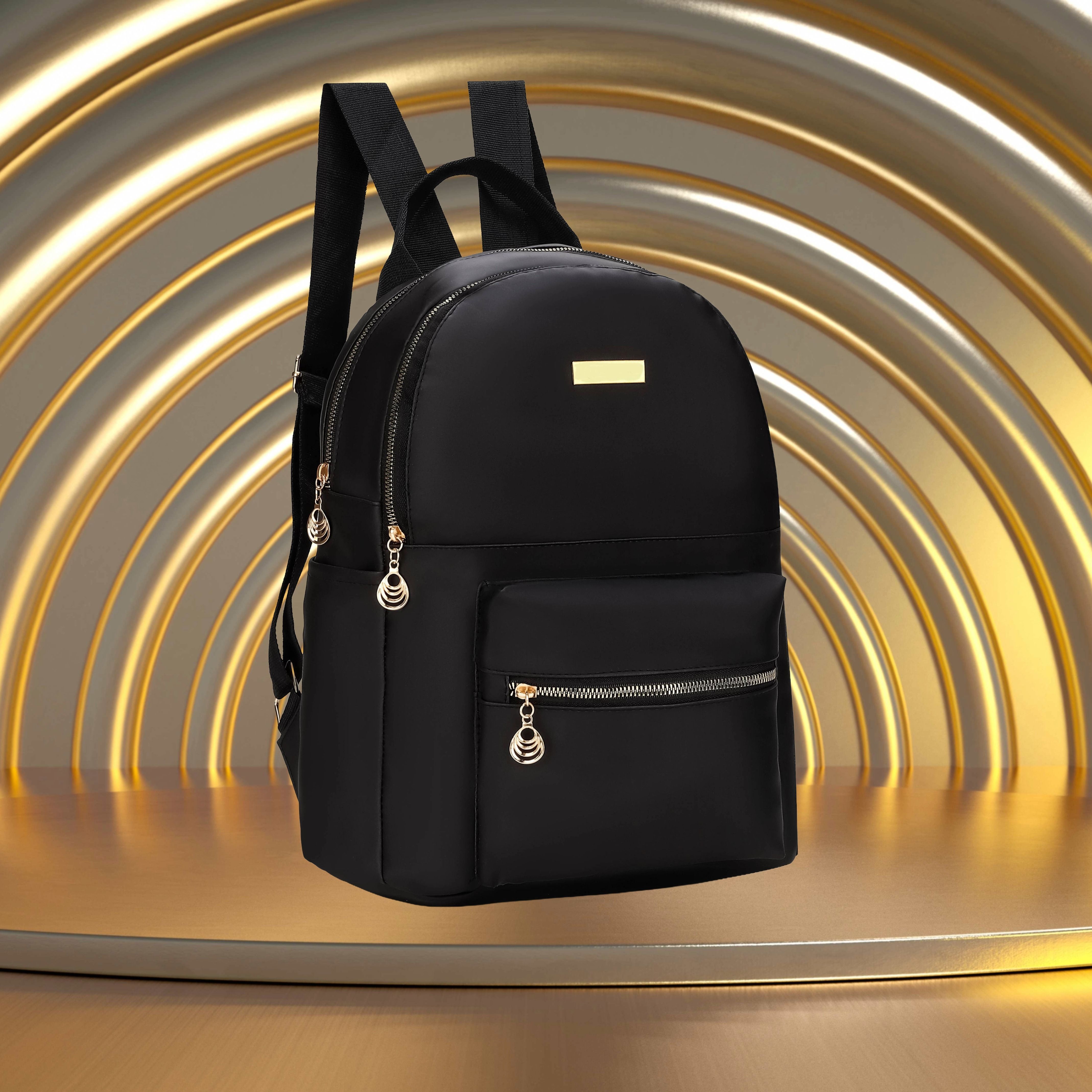 Small 10 L Backpack Trendy Black School Backpack for Girls | Durable Daily Use Laptop & College Bag