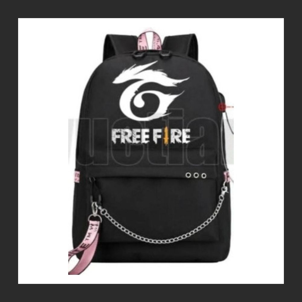 Small 20 L Backpack Free Fire Printed Black Backpack – Lightweight Polyester School, College-image-4