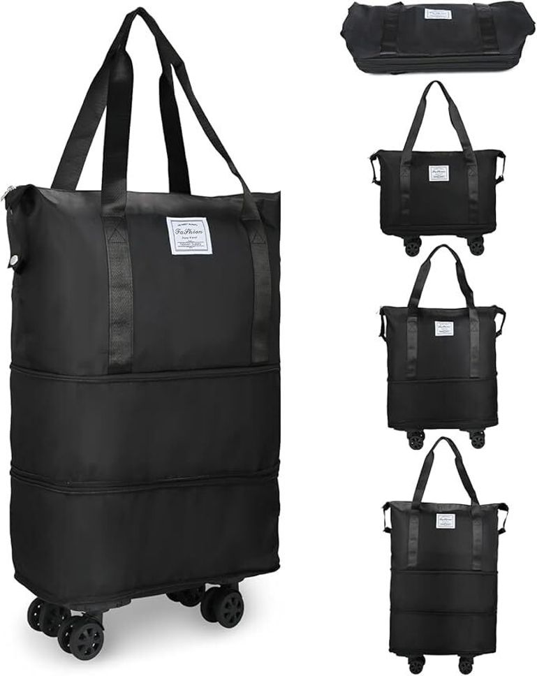 eveza 78 L Strolley Duffel Bag - FOUR WHEEL EXPANDABLE TROLLEY DUFFLE BAG - Black - Large Capacity-picture-46