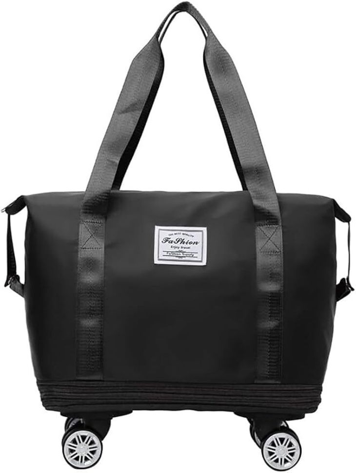 58 L Strolley Duffel Bag - Rolling Duffle Bag with Wheels - Black - Large Capacity-image-40