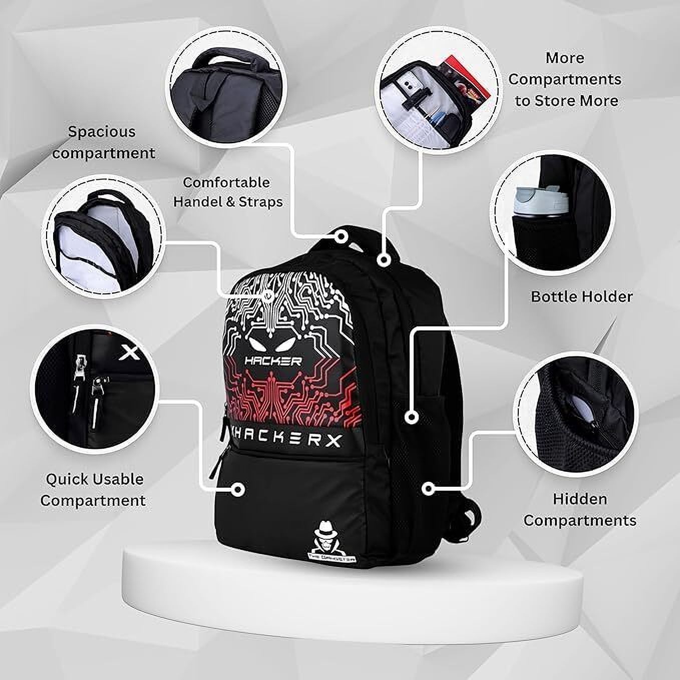 ashifa Medium 28 L Laptop Backpack THE HACKER Edition Bag 2 Secret Pockets, 28 litres Large Size Laptop Backpack-picture-21