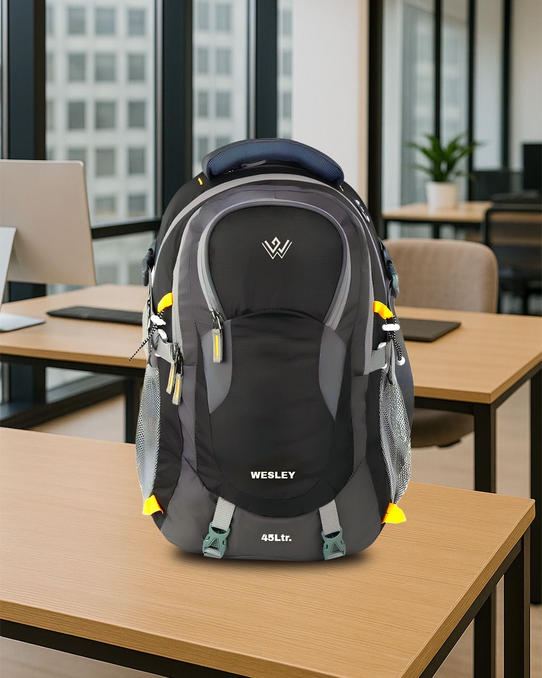 Spartan Rucksack hiking laptop bag fits upto 17.3 Raincover & internal organiser Rucksack- 45 L