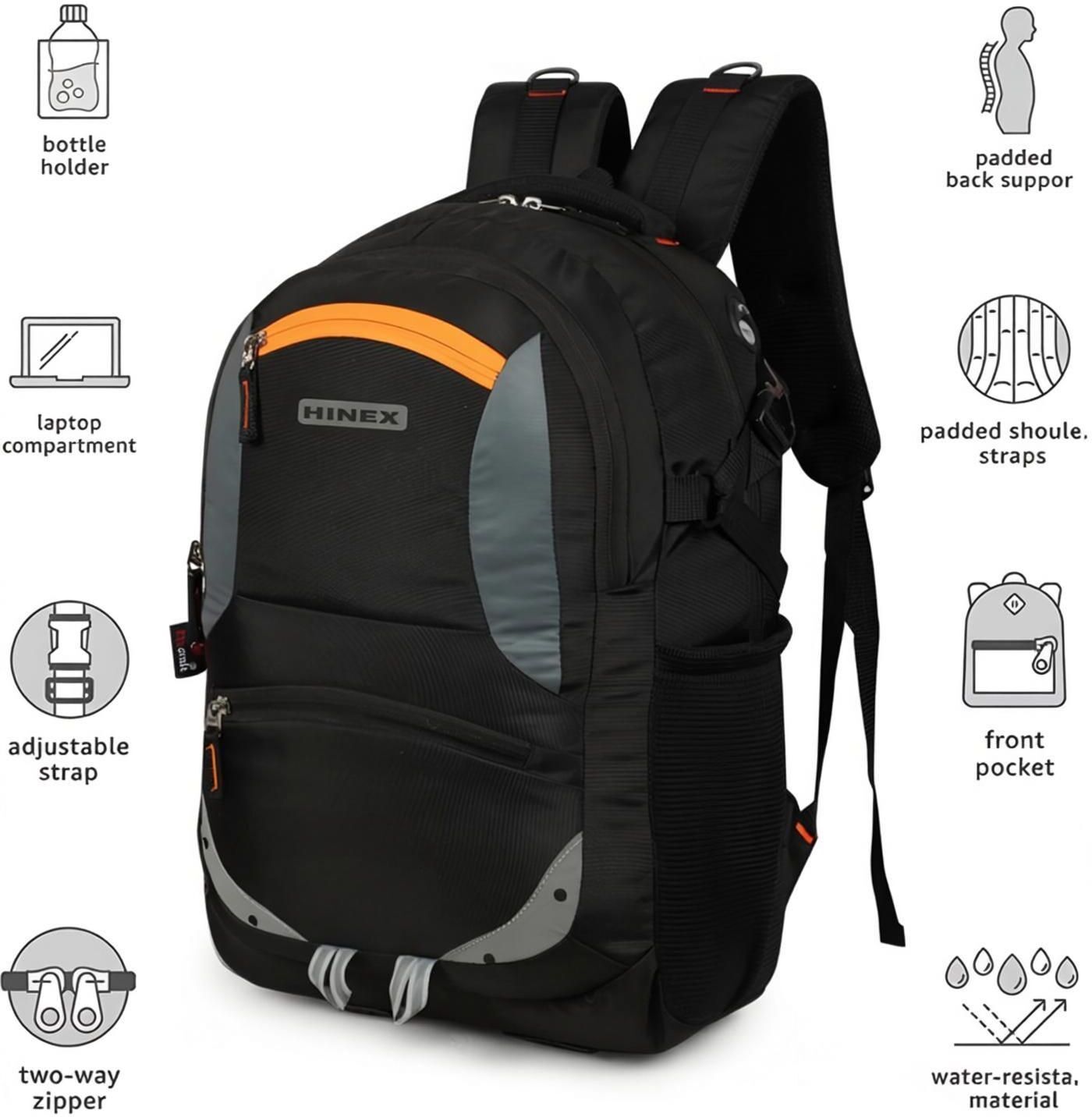 Large 35 L Laptop Backpack Large Laptop unisex Spacy with rain cover and reflective strip-image-1