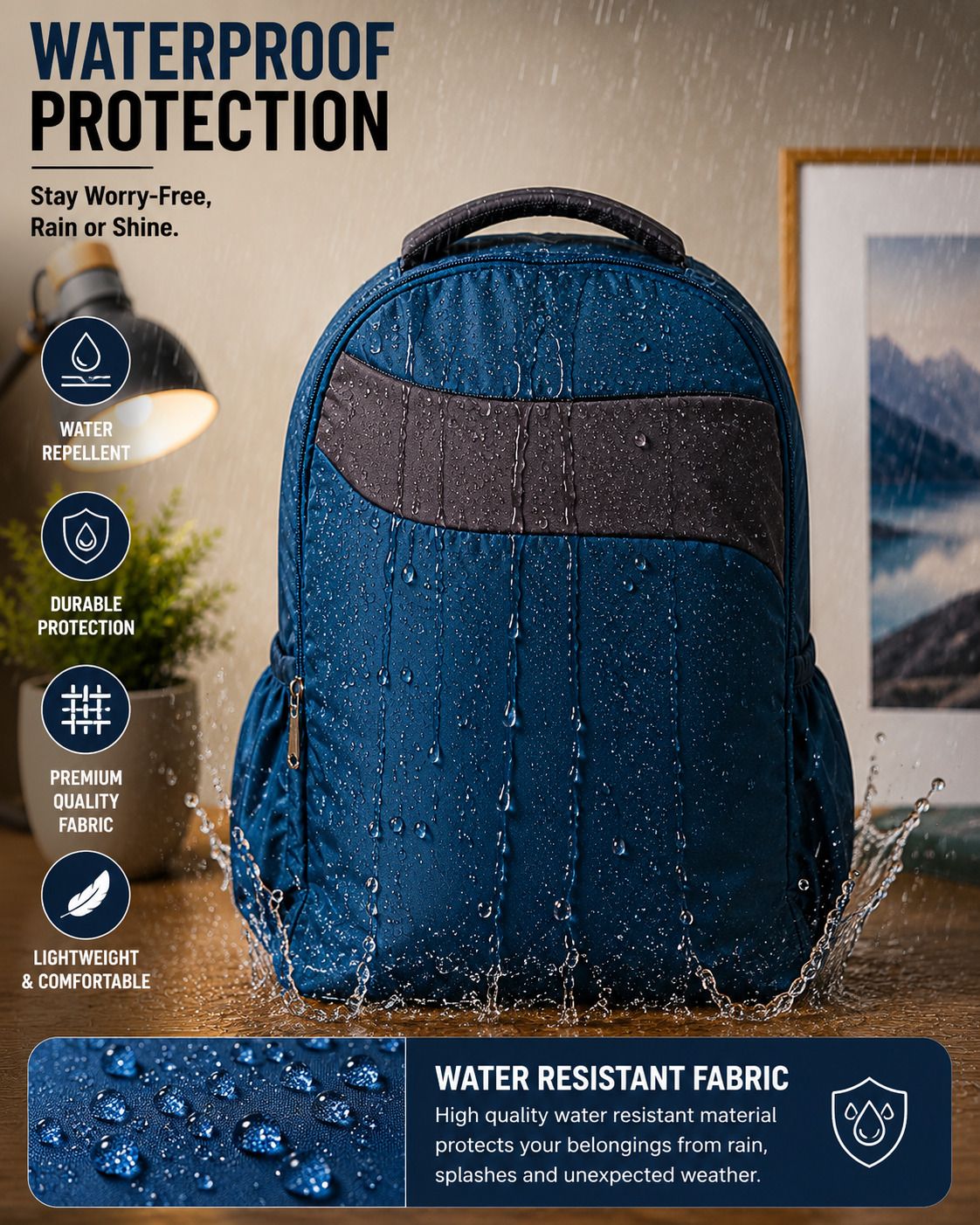 kaif Medium 25 L Laptop Backpack Waterproof Casual Backpack | Water Resistant | Lightweight | Black-picture-15