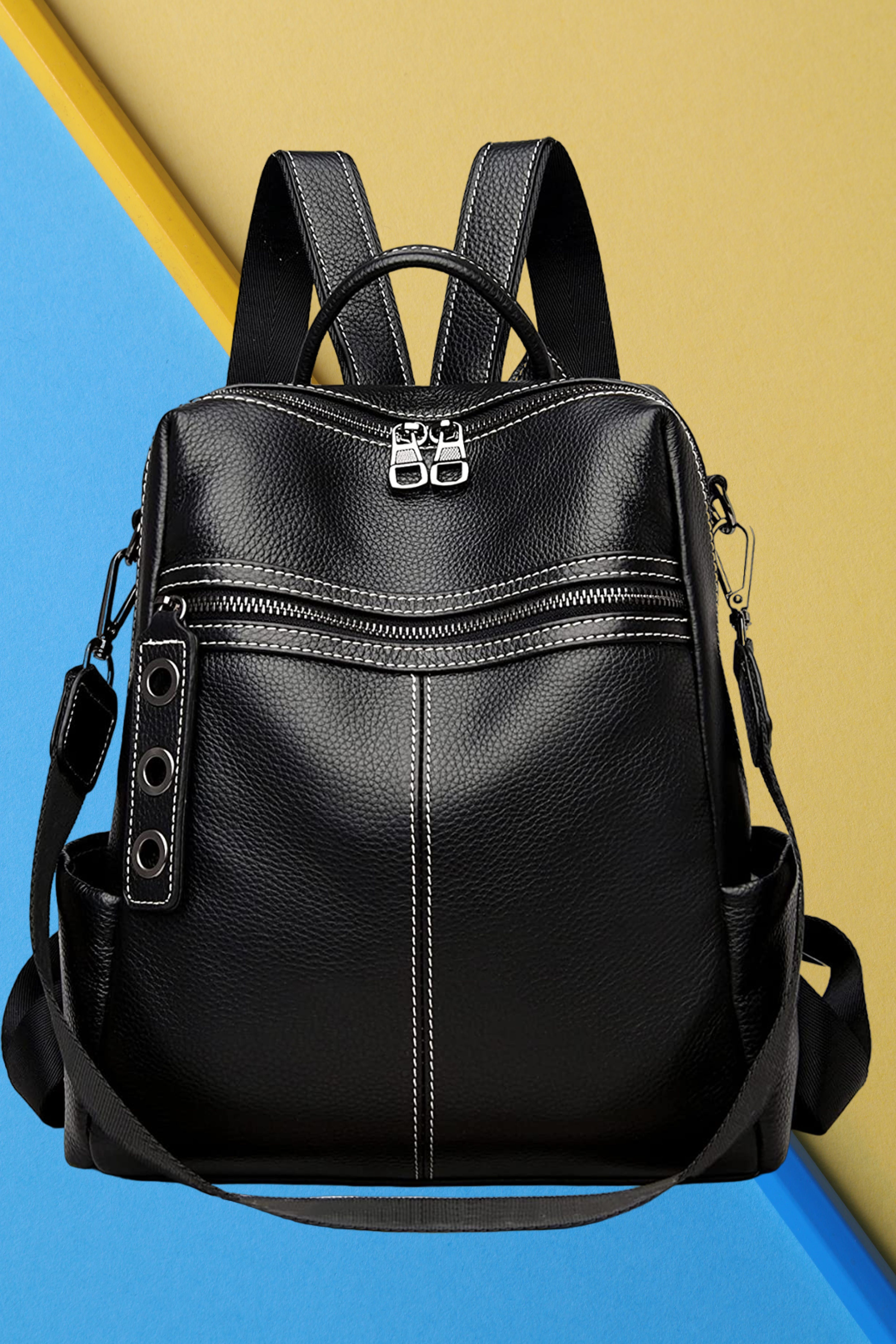 Medium 24 L Backpack Leather Backpack Purse For Girs and Women For Office and Travel-image-43