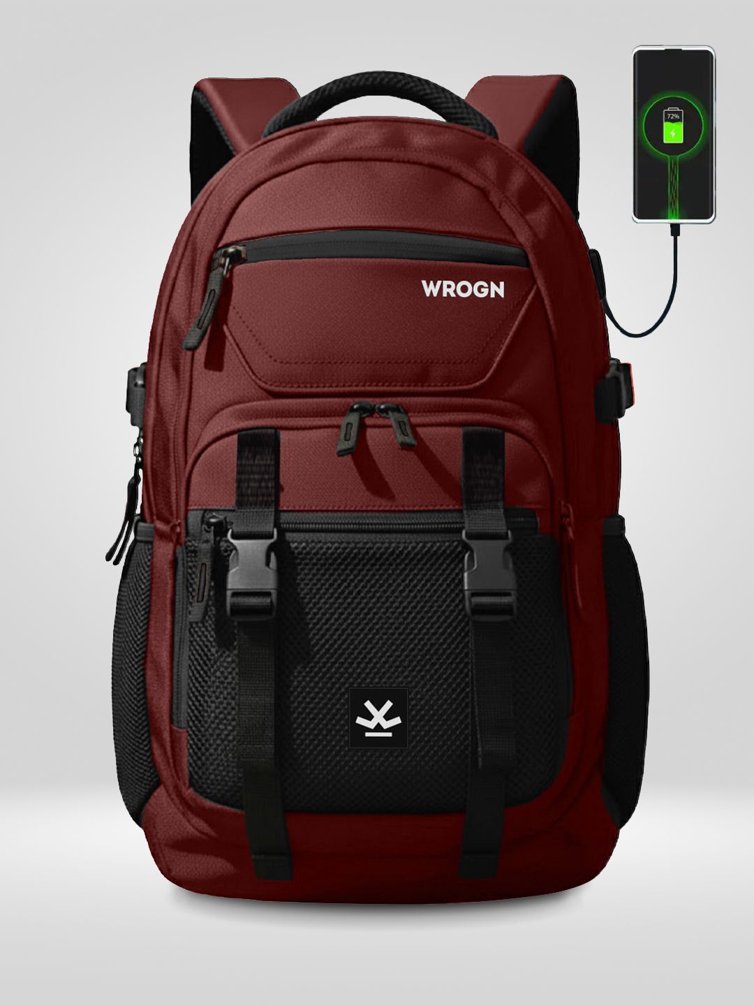 Large 42 L Laptop Backpack Unisex Ashper 2.0 with USB Port, Rain Cover and Reflective Strip-image-48