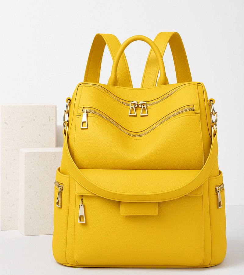 Medium 25 L Laptop Backpack Backpack Purse for Women Convertible 25L Travel Vintage PU Leather Shoulder-image-35