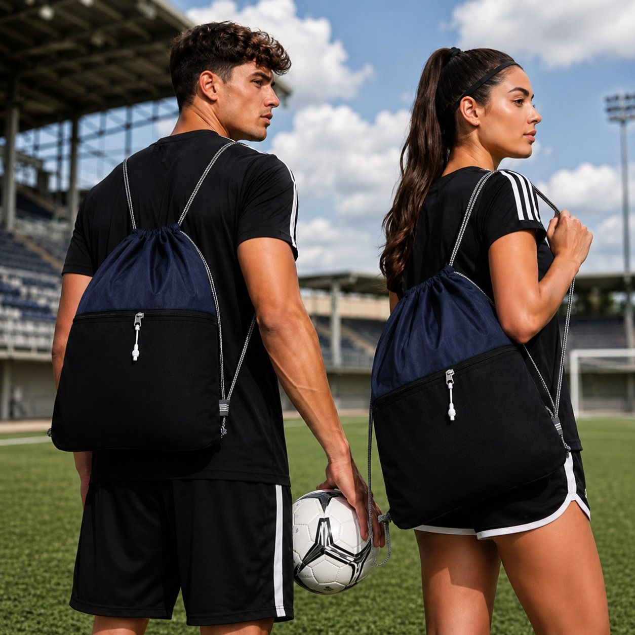 Small 12 L Backpack Sports Drawstring Gym Bag with Front Zipper Lightweight Bag for Men & Women-image-16