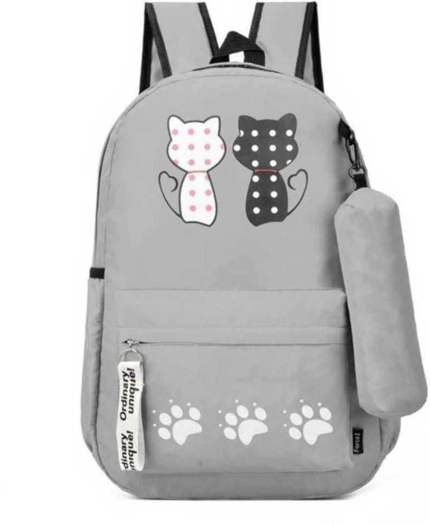 mk gold fast Small 15 L Backpack Laptop BackpackCasual Backpacks for Girls 15 L Backpack (Double cat shape) Black-picture-28