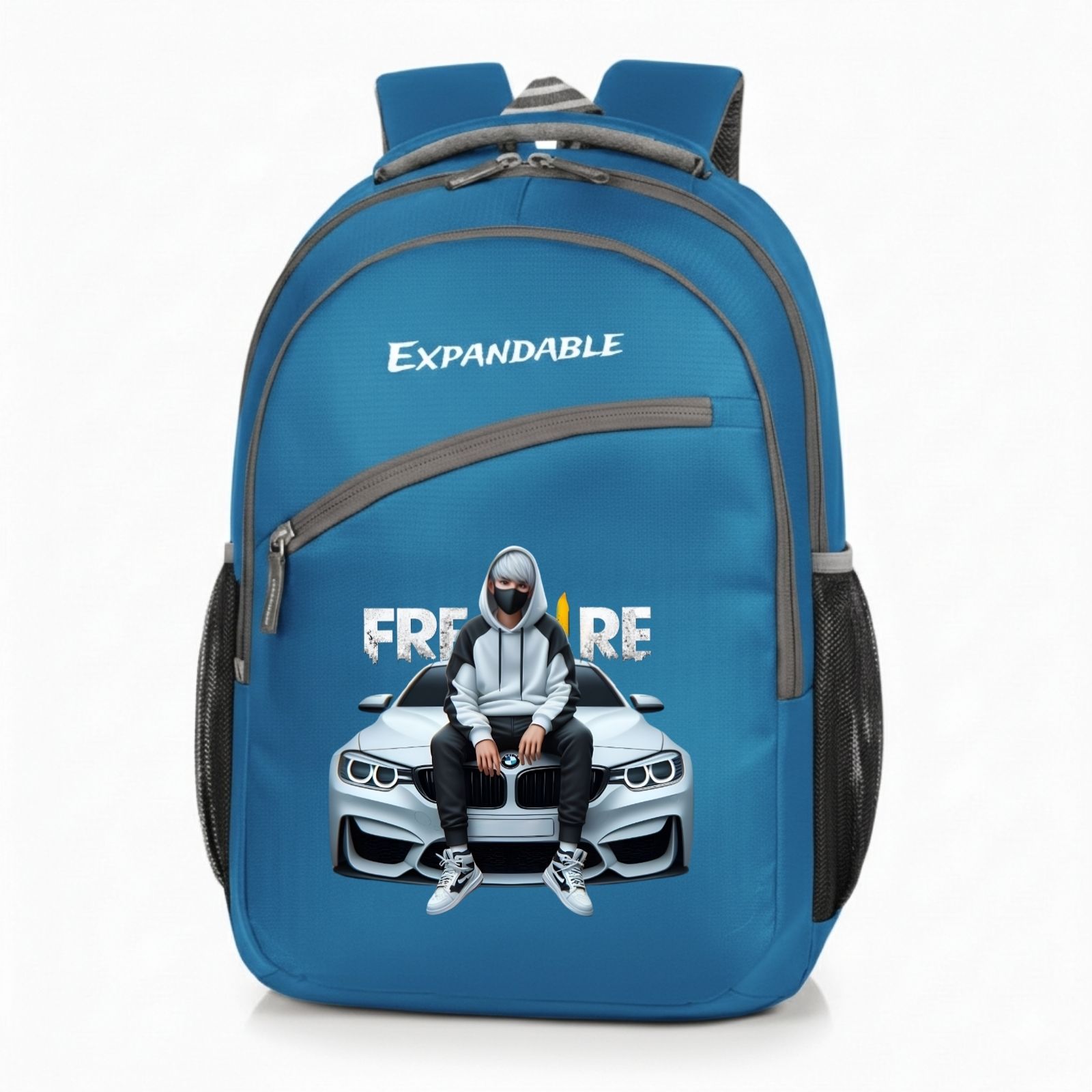 Medium 25 L Backpack Free Fire & BMW Printed school bag for Boys & Girls with padded straps-image-1