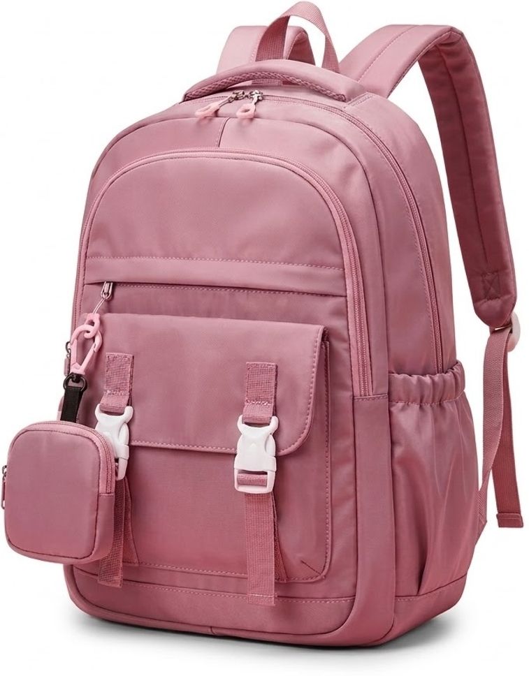 Medium 25 L Laptop Backpack Korean Style Pink Backpack for Girls and women-image-14