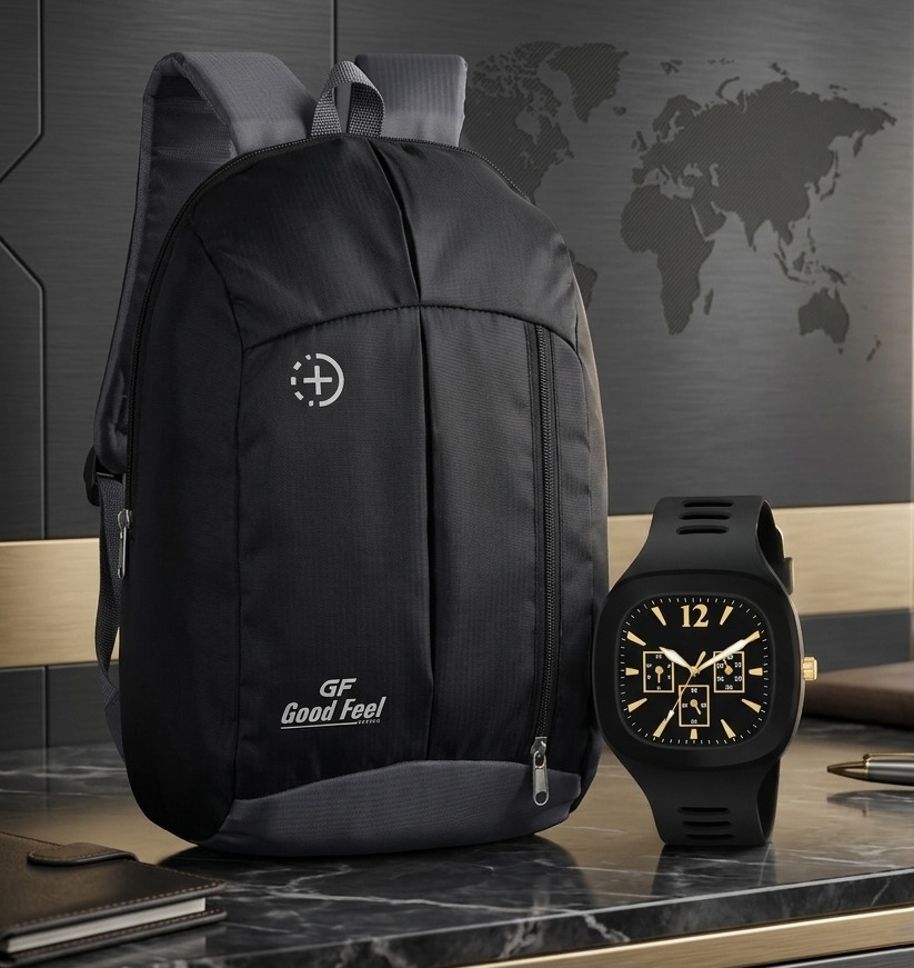 goodfeel Small 20 L Backpack POLYESTER WATERPROOF BACKPACK + ANALOG WATCH-picture-36