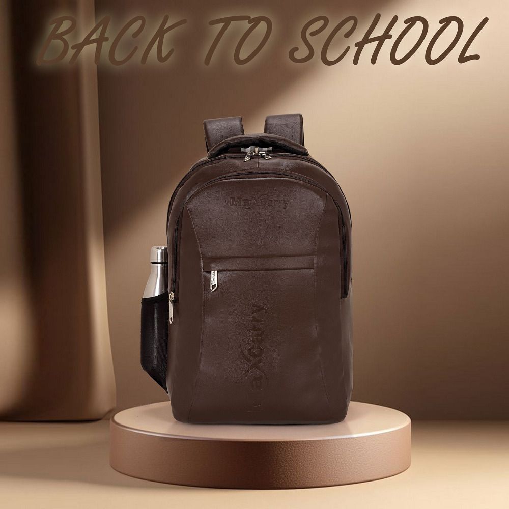 Large 40 L Backpack Premium Brown Leather Backpack for Men & Women | Stylish Office, College-image-40