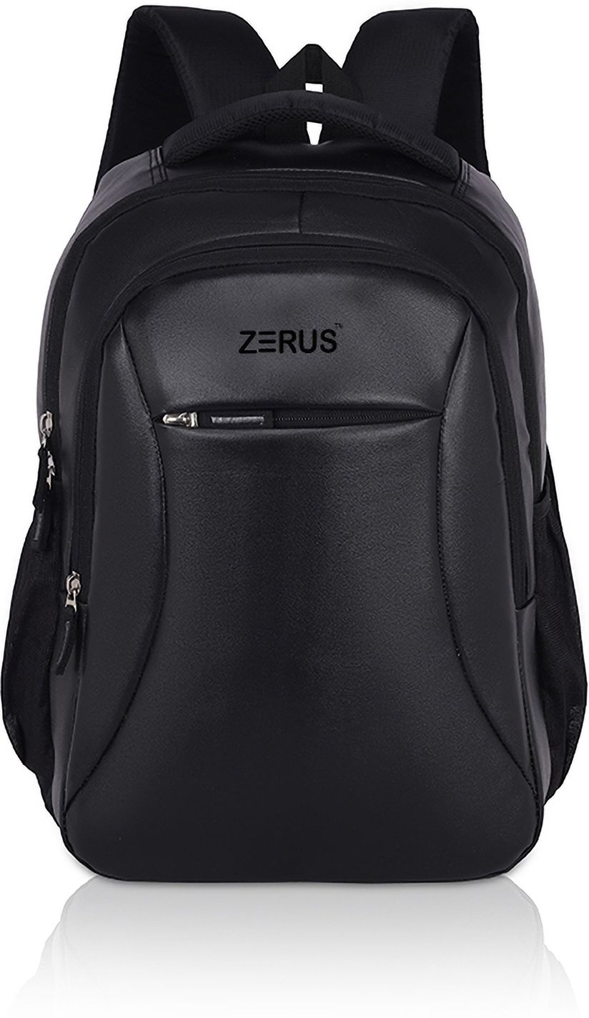 zerus Medium 30 L Laptop Backpack Pu Leather School Bag Black with 3 Compartment Bag for Men Women Boys & Girls-picture-35