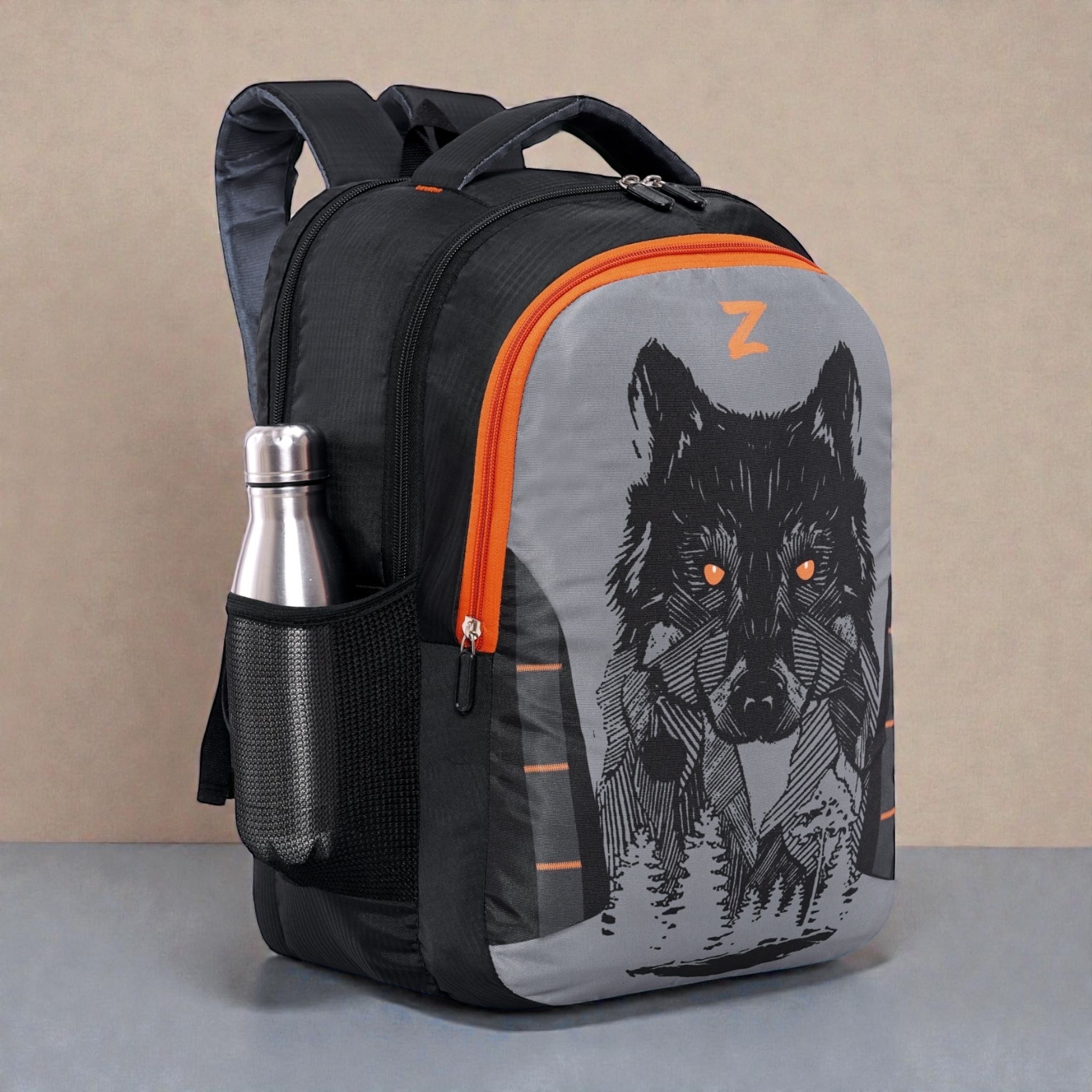Medium 30 L Laptop Backpack Wolf Print Backpack for School College Office Travel with Bottle Pocket for Mens-image-43