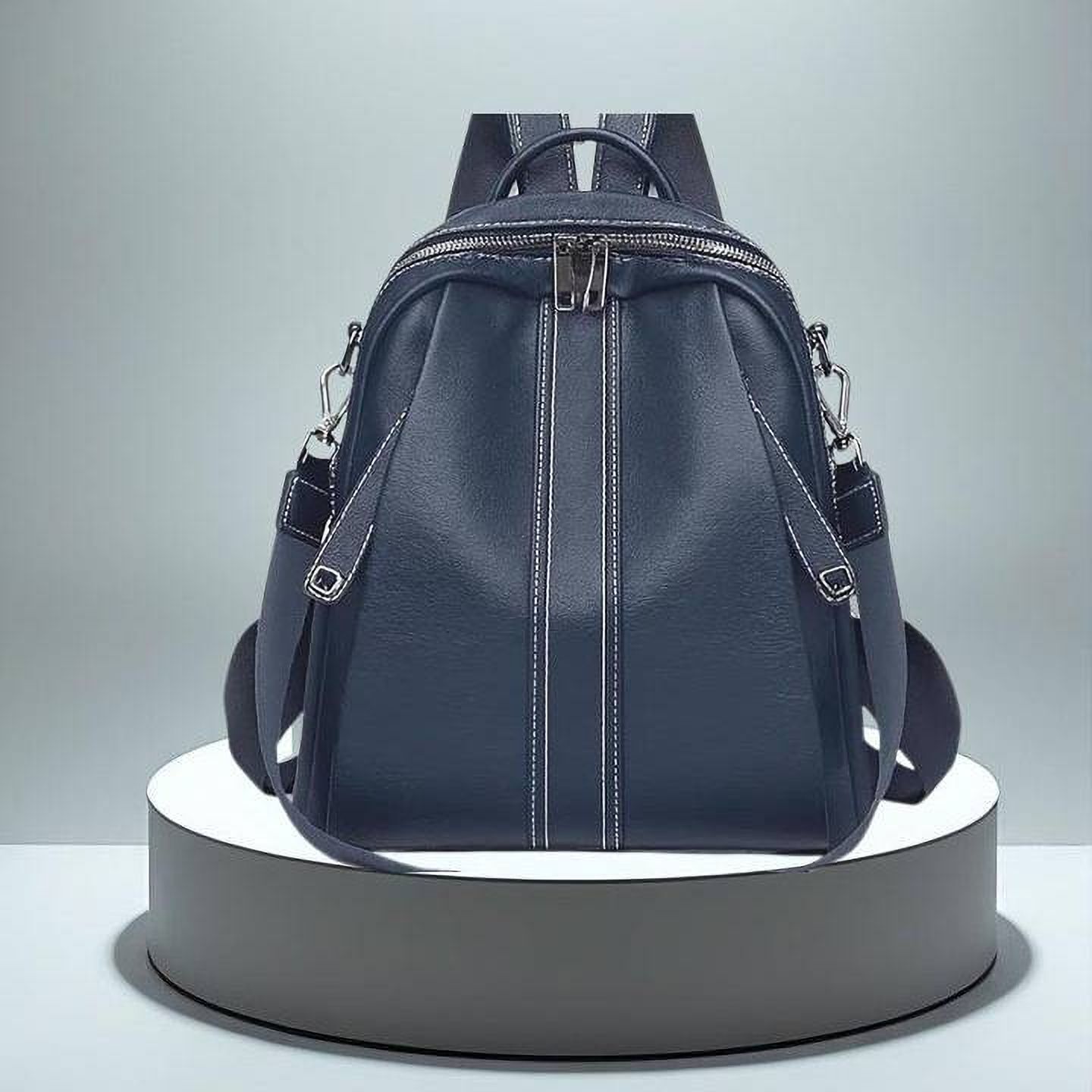 Medium 25 L Laptop Backpack Purse for Women Convertible Travel Vintage PU Leather Shoulder 25 L Backpack-image-31