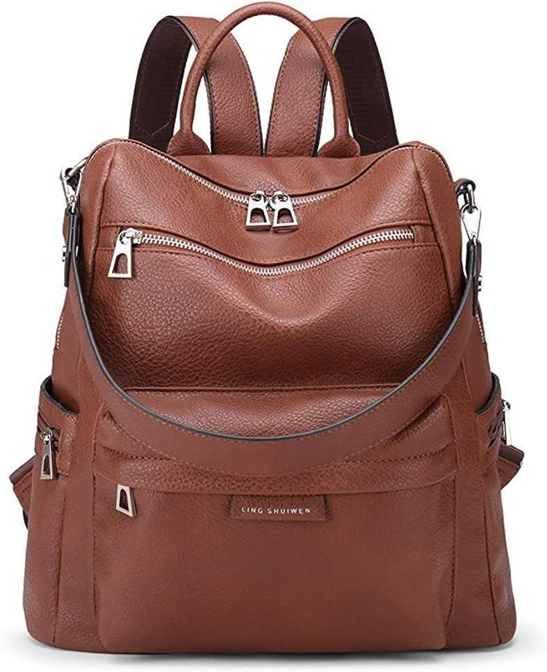 womenbuzz Medium 27 L Backpack Women Convertible Travel Vintage PU Leather Shoulder (Black)-picture-15