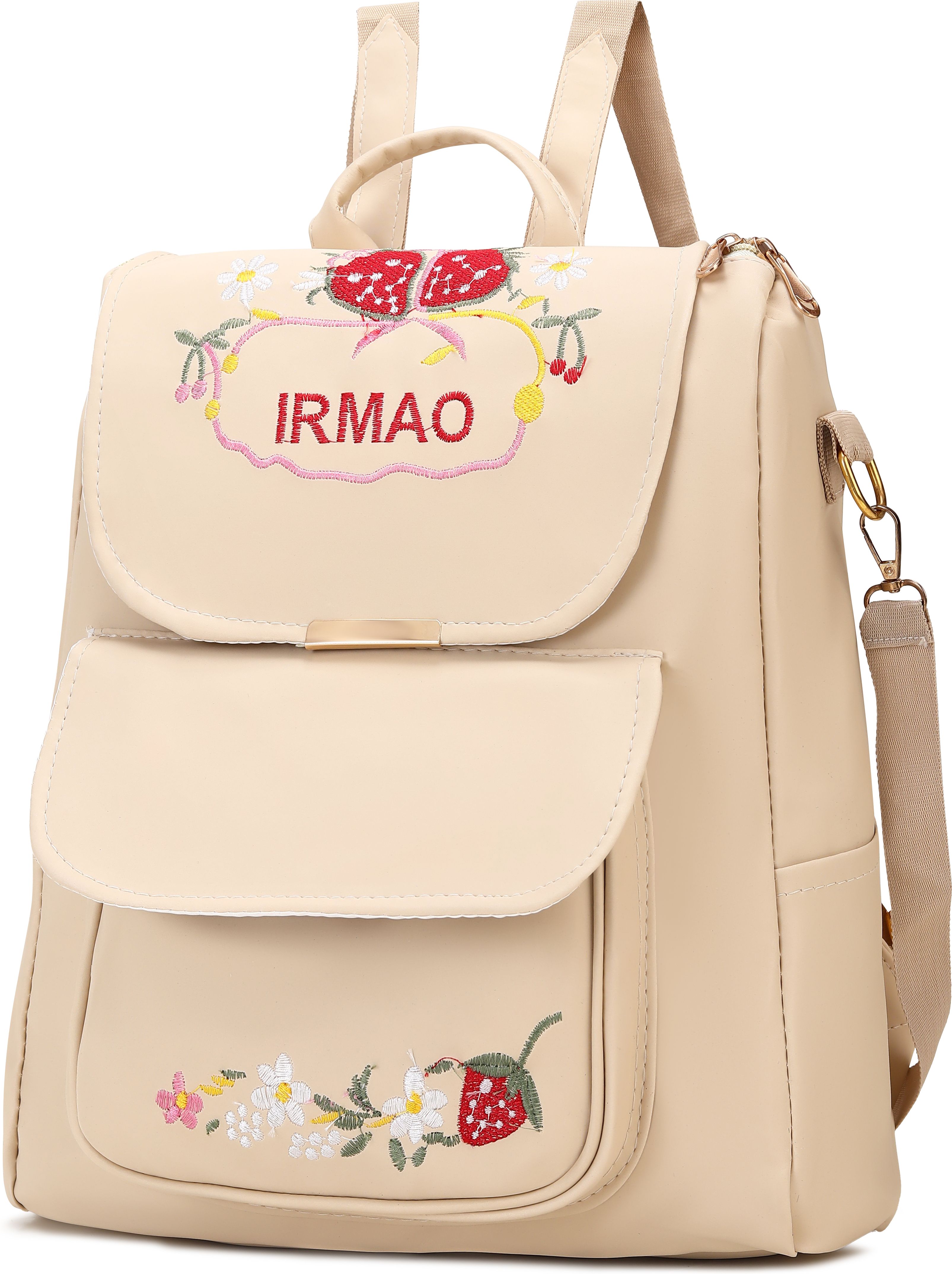 Small 18 L Backpack Women's Embroidered PU Leather Backpack | Stylish College Bag for Women & Girls-image-48