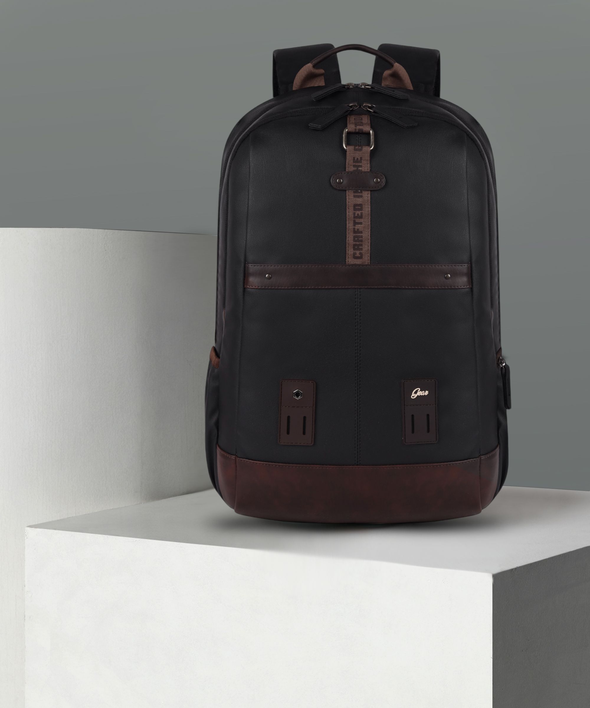 Large 31 L Laptop Backpack Classic Anti Theft Faux Leather