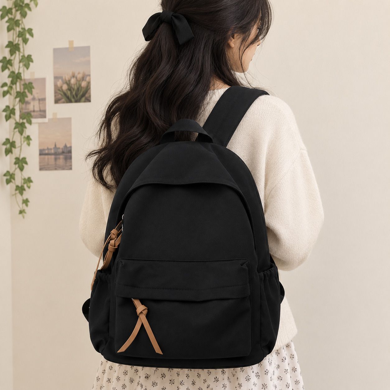 Small 15 L Backpack Women's & Girls Black Casual Bag| Lightweight College, School & Travel Bag-image-44