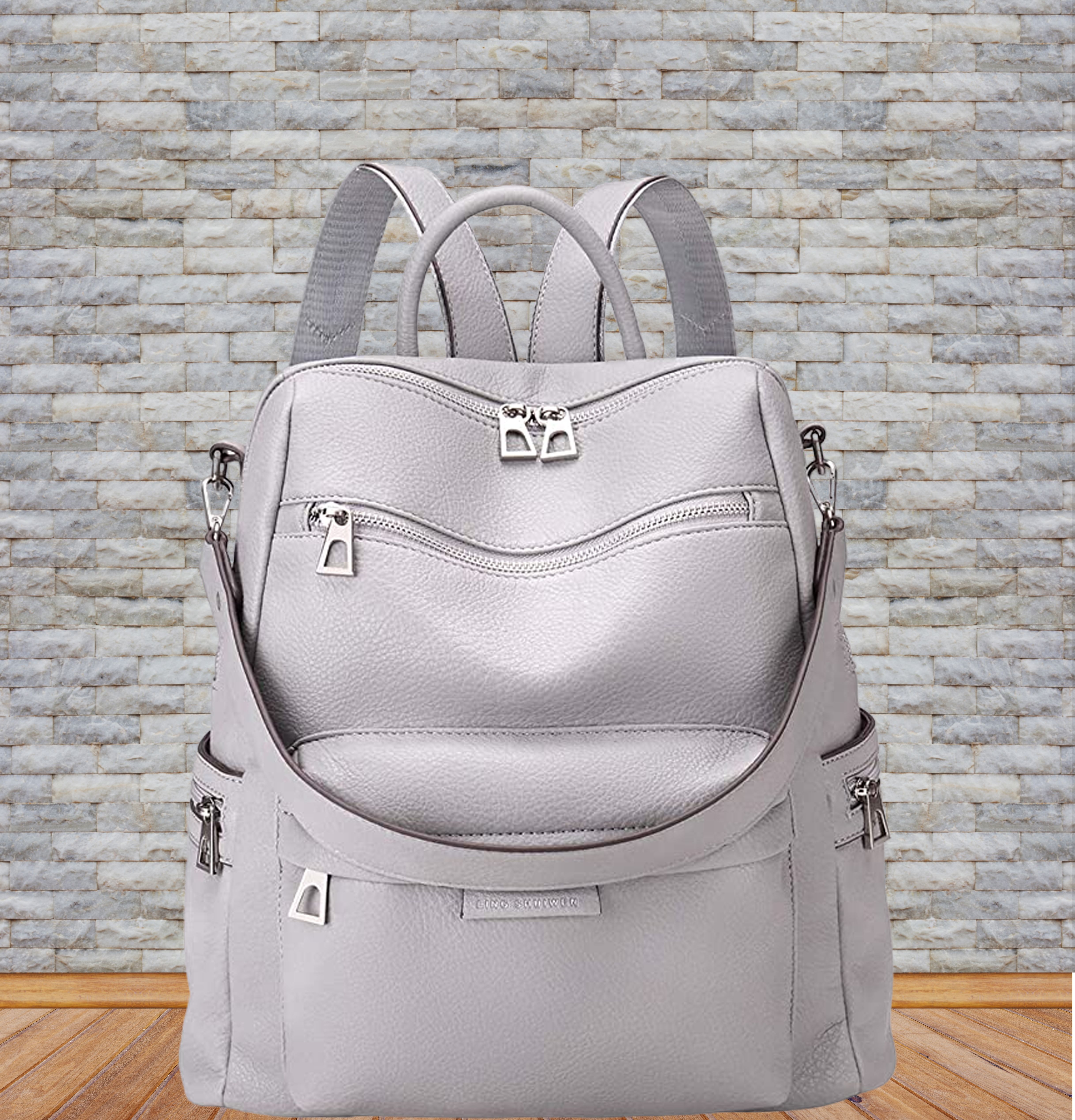 choliss Medium 25 L Laptop Backpack Medium 25L Premium PU Leather Laptop Backpack For Women (Grey)-picture-13
