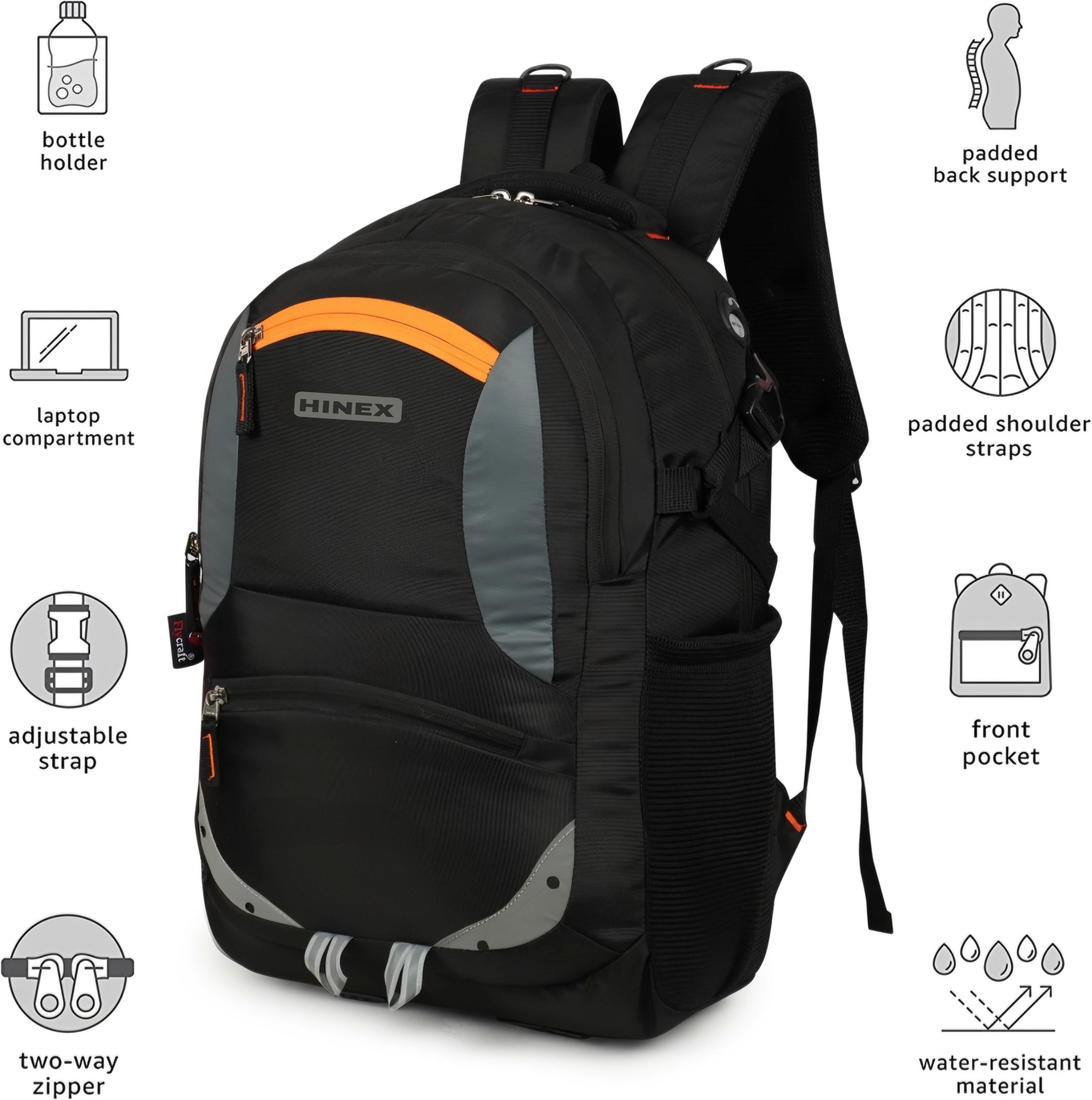 hinex bags Large 35 L Laptop Backpack Large 35 L Laptop Backpack unisex Spacy with rain cover and reflective strip-picture-14