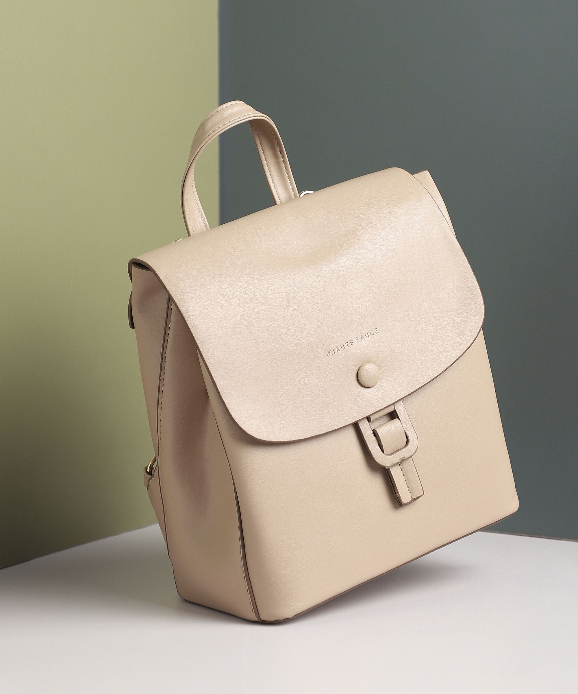 haute sauce Small 9 L Backpack Women's The Buckle Flap Backpack - Beige-picture-11