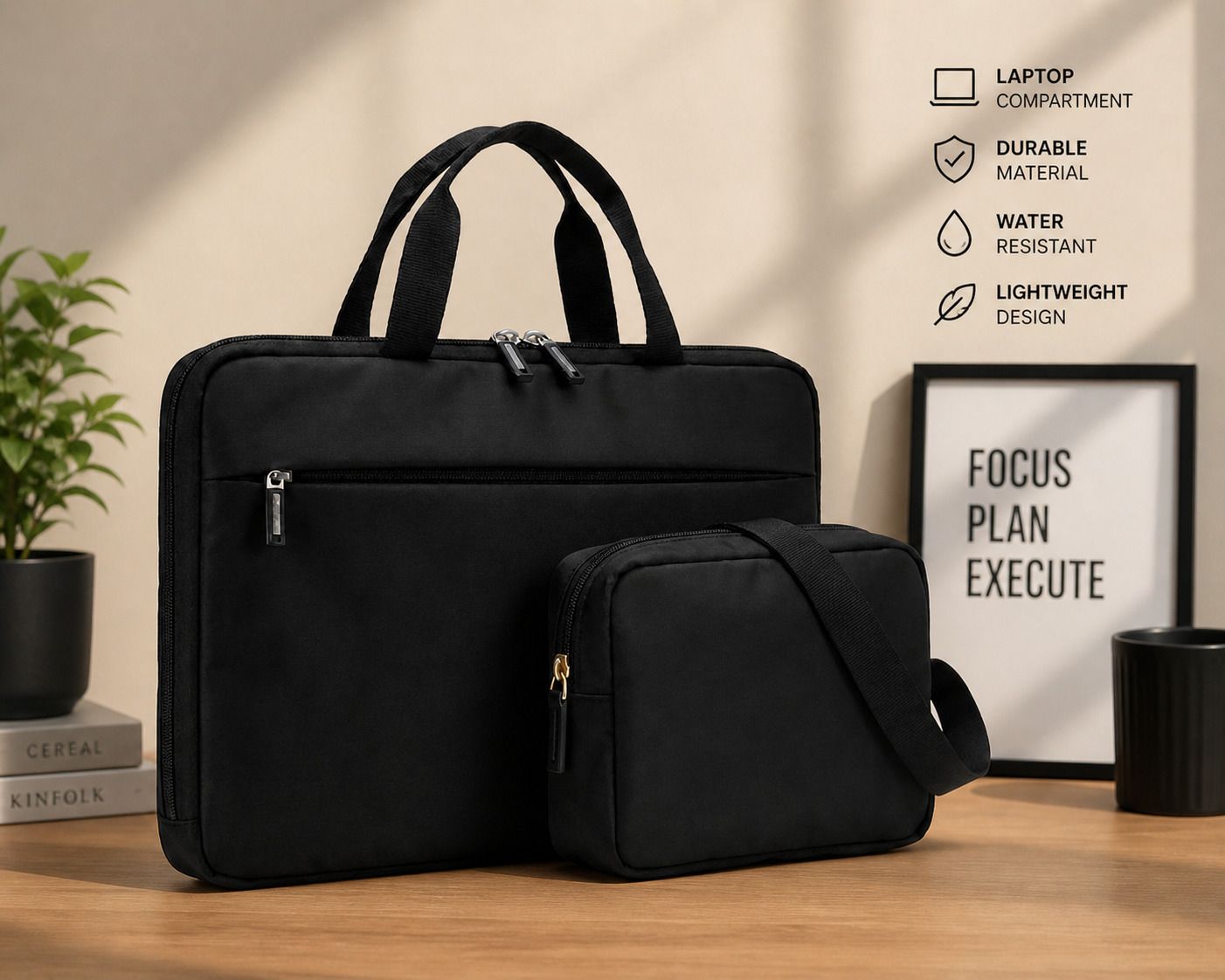 NEHX Premium Black Laptop Sleeve Bag with Handle & Front Pocket Dust Proof, Waterproof Laptop Bag Cover-image-47