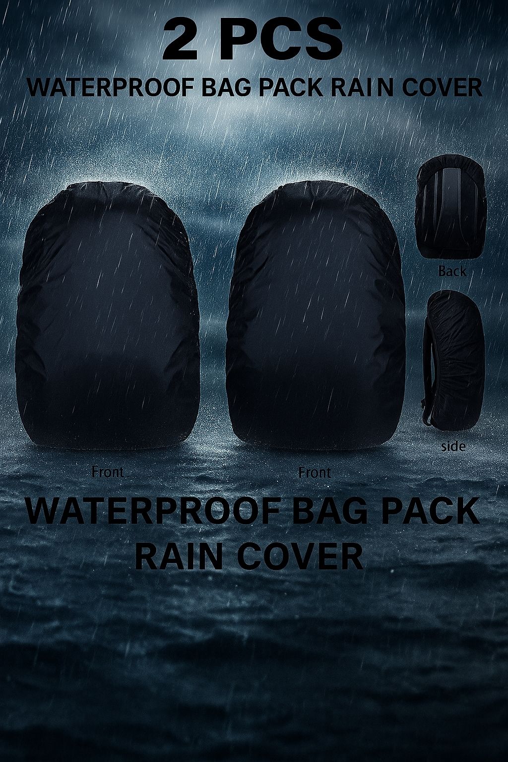 PREVAILER WBRC-2PK-BLACK Waterproof, Dust Proof School Bag Cover, Laptop Bag Cover, Trekking Bag Cover-image-37
