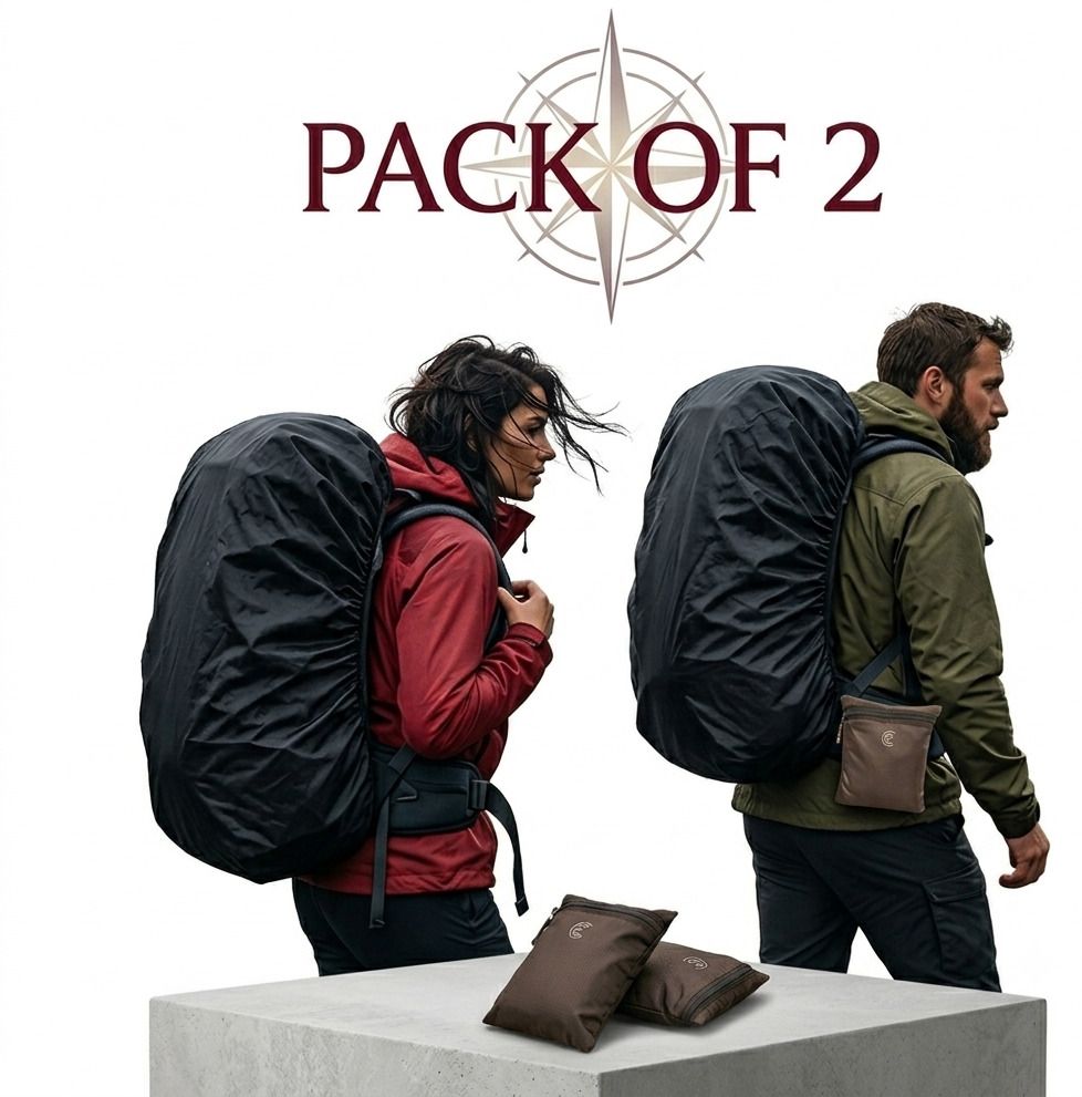 FLEWDROPY Pack of 2 Universal Waterproof Backpack Covers with Compact Carrying Pouch Waterproof Laptop Bag Cover, Luggage Bag Cover, School Bag Cover, Trekking Bag Cover-image-27