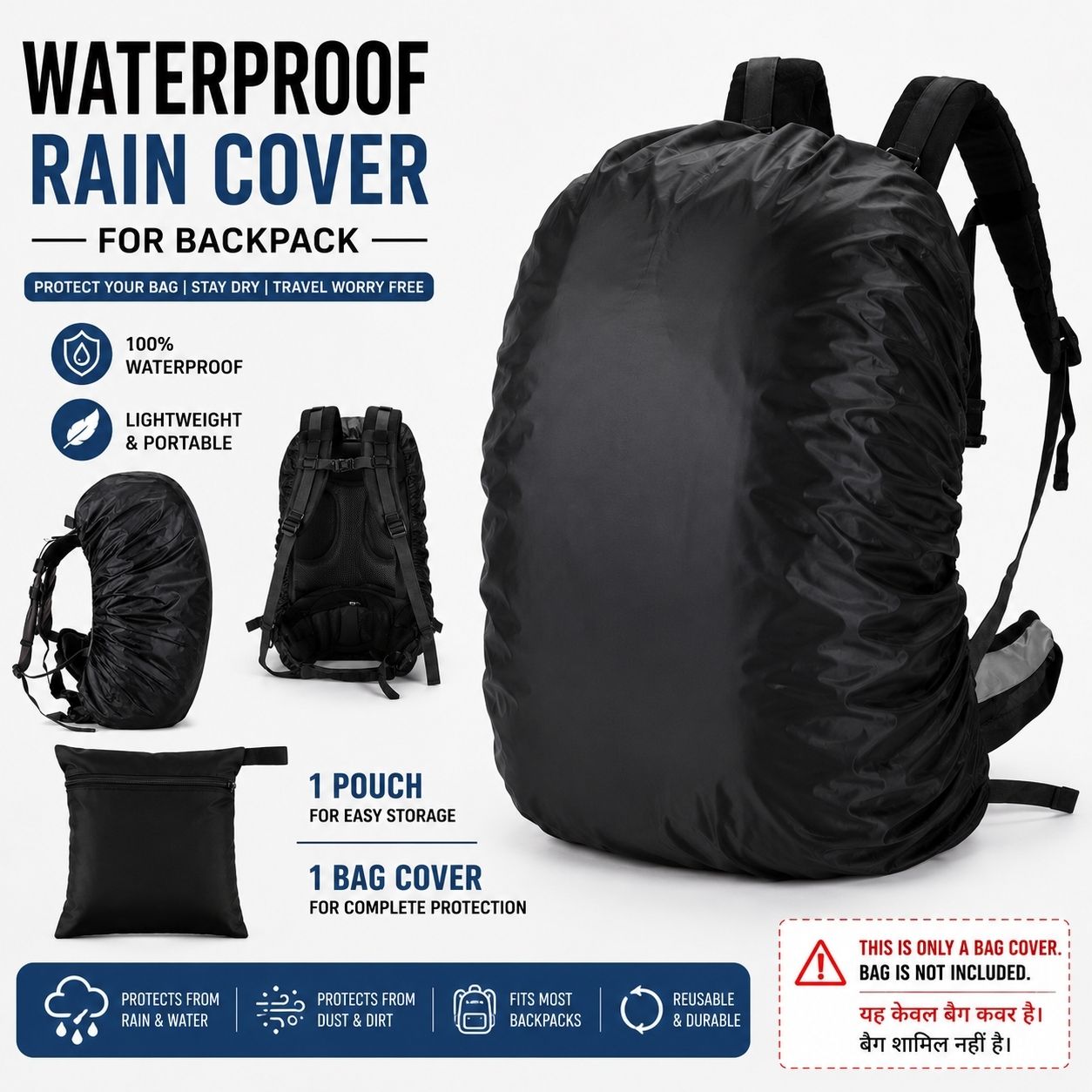 YZ7 Bag Cover Rust And Waterproof Waterproof, Dust Proof School Bag Cover, Laptop Bag Cover, Luggage Bag Cover, Trekking Bag Cover-image-2