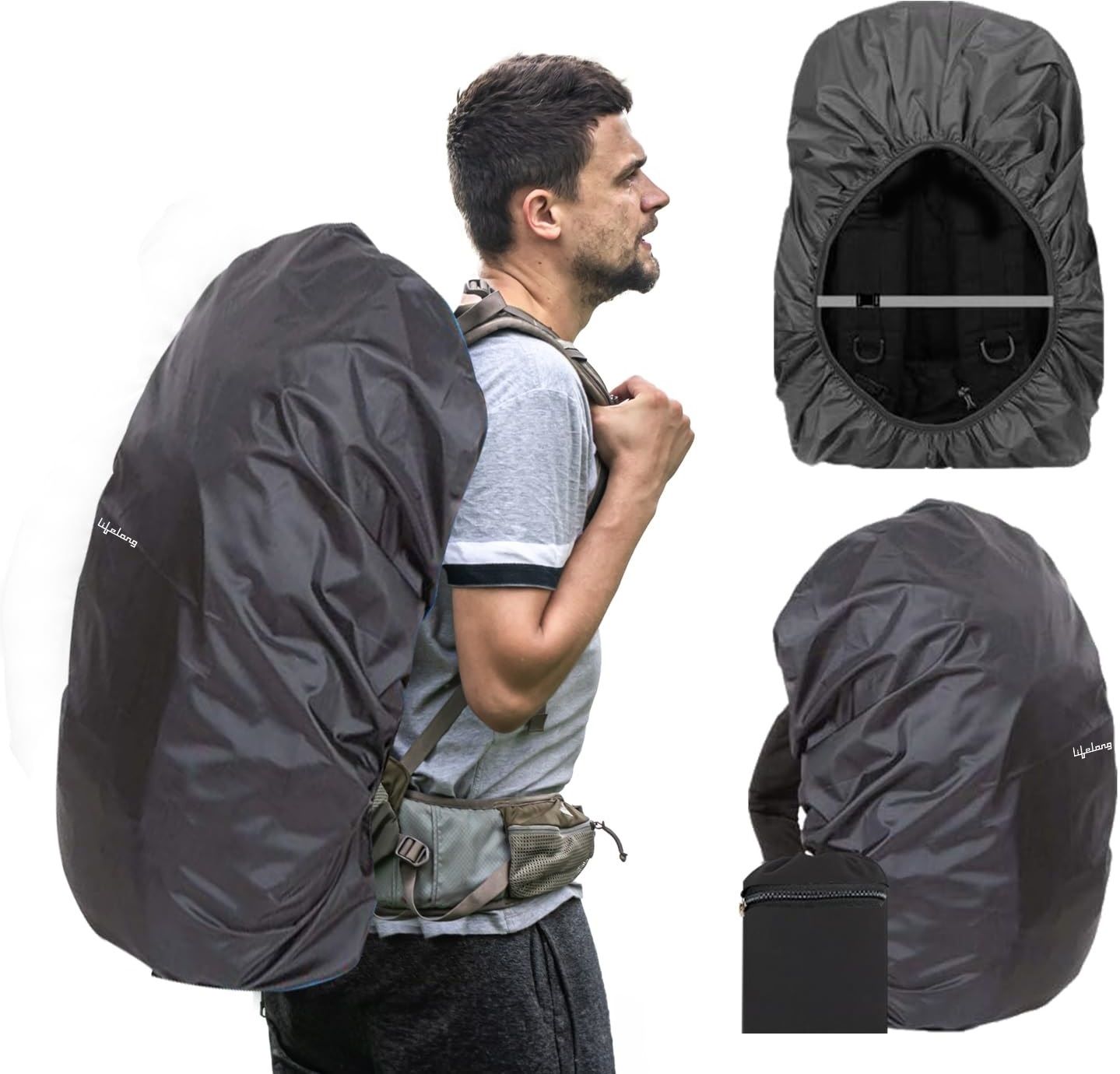 DoDoEnterprise Back 40L Rain Cover for Travel Outdoor Activities Other for Camping & Hiking Waterproof Laptop Bag Cover, School Bag Cover, Trekking Bag Cover, Luggage Bag Cover-image-43